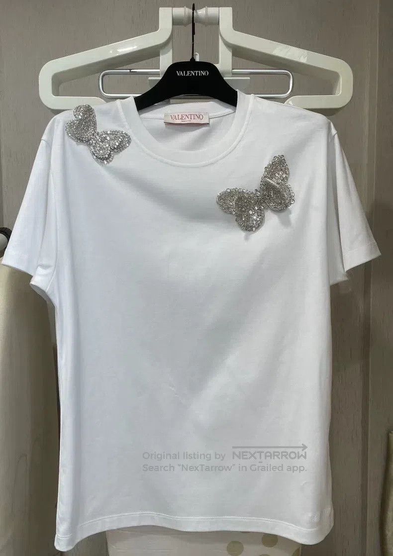 Valentino Valentino White butterfly T-shirt Size M / US 6-8 / IT 42-44 - 1 Thumbnail
