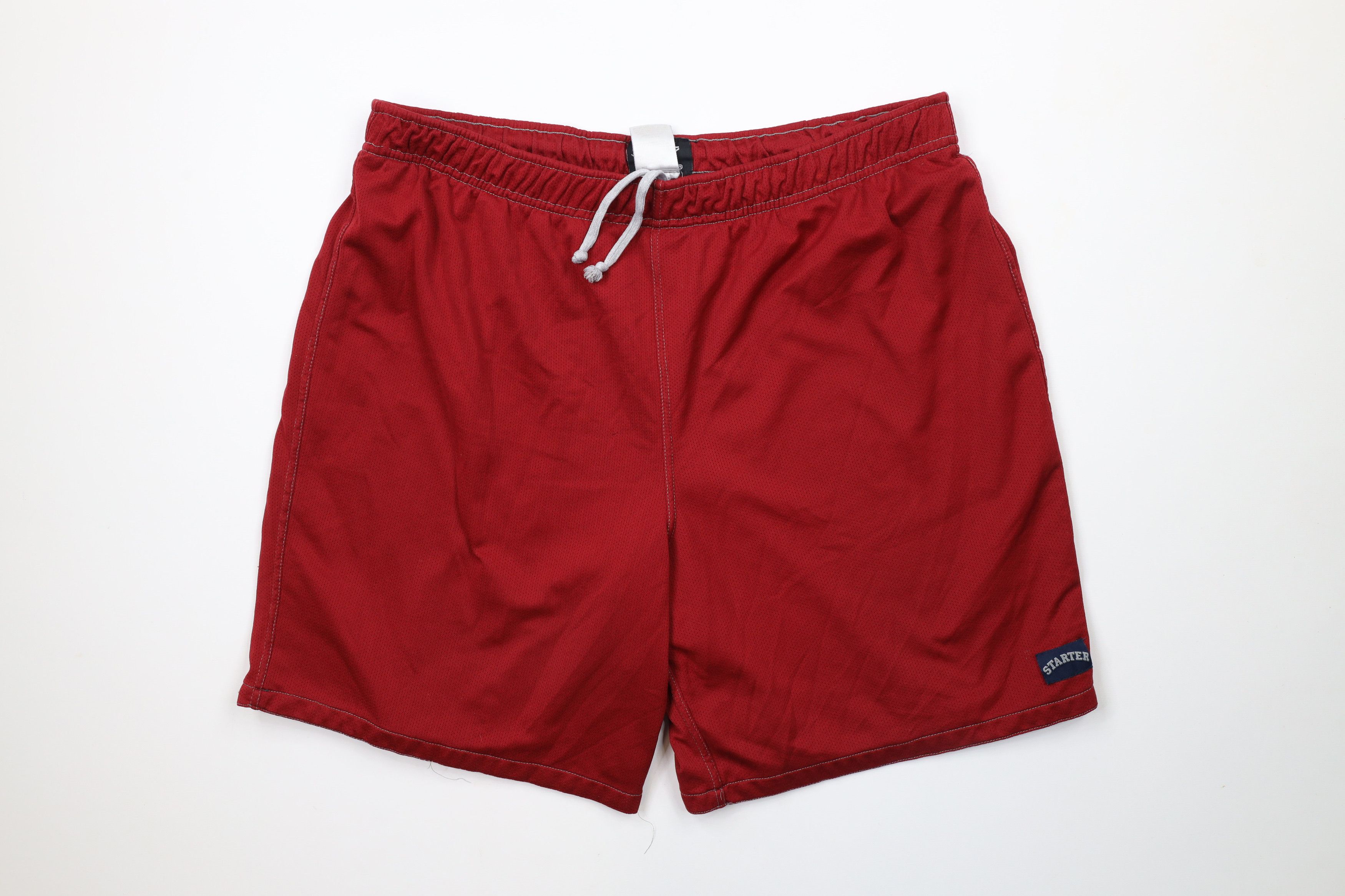 Starter × Vintage Vintage 90s Starter Box Logo Lined Above Knee Shorts Red Size US 34 / EU 50 - 1 Thumbnail