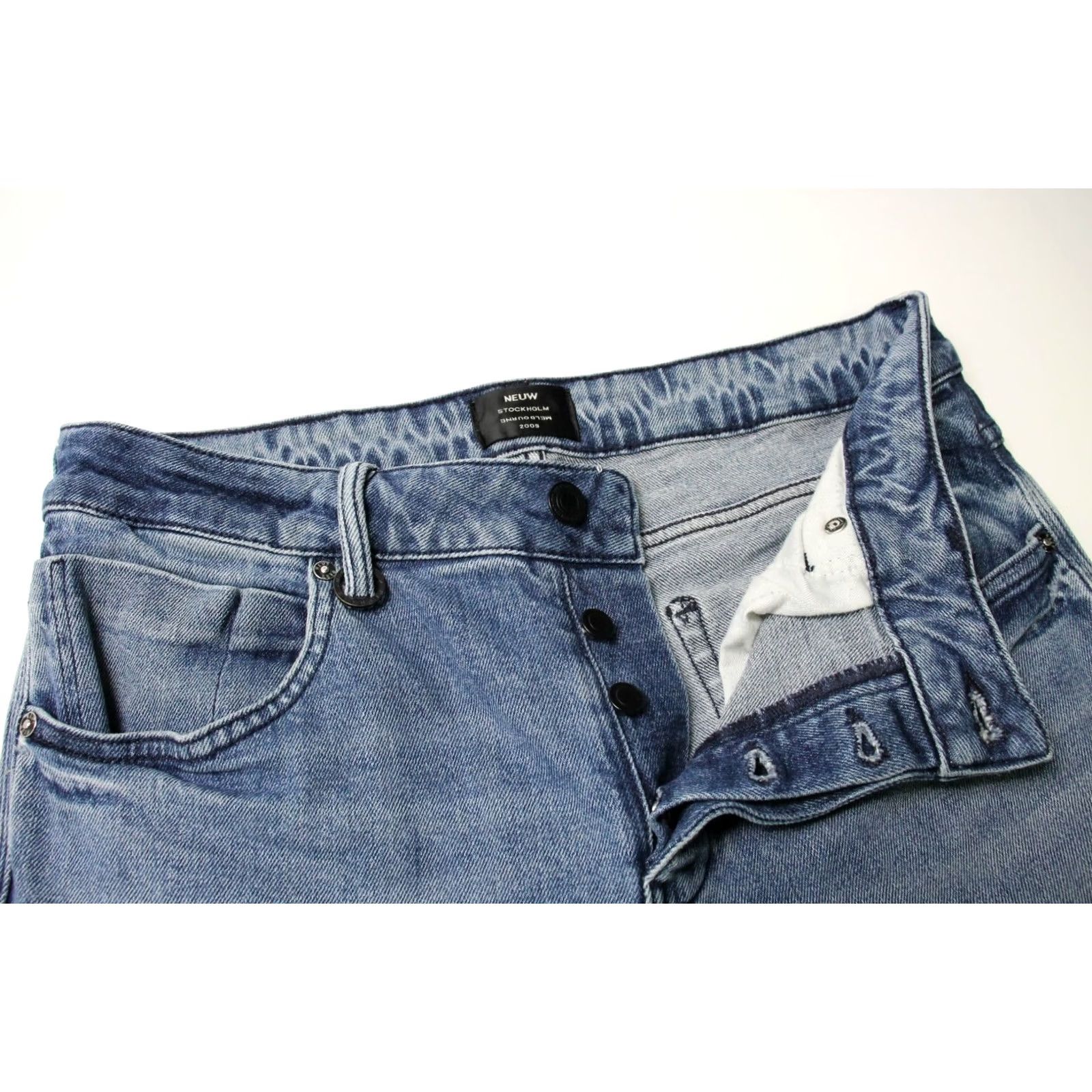 Vintage Neuw Iggy Skinny Jeans Men's W32/L34 Faded Blue Whiskers Buttoned Size US 32 / EU 48 - 4 Thumbnail