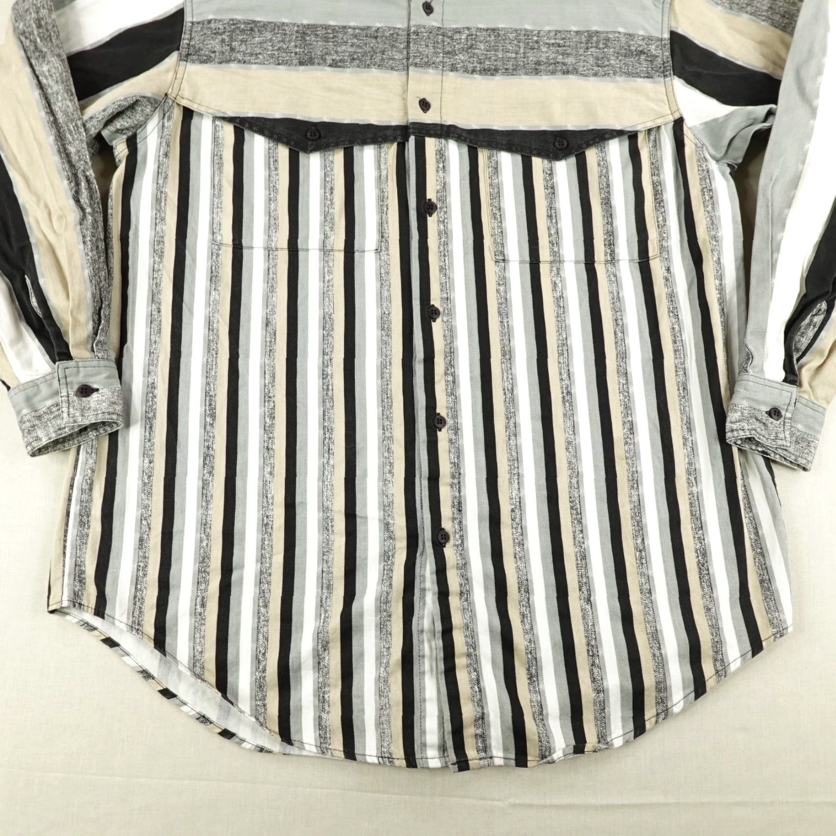 Vintage VINTAGE Western Signatures Button-Up Shirt Mens Large Gray Beige Stripes Long Sleeve Cowboy Outdoor Size US L / EU 52-54 / 3 - 4 Thumbnail