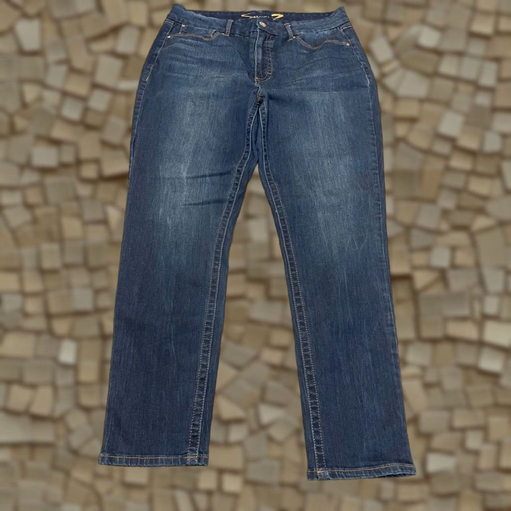 Vintage Seven7 Jeans Women's 16 Blue Denim Tummy Less High Rise Skinny Jeans Regular Inseam 29 in Dark Wash Womens Size 38" / US 16 / IT 52 - 1 Thumbnail