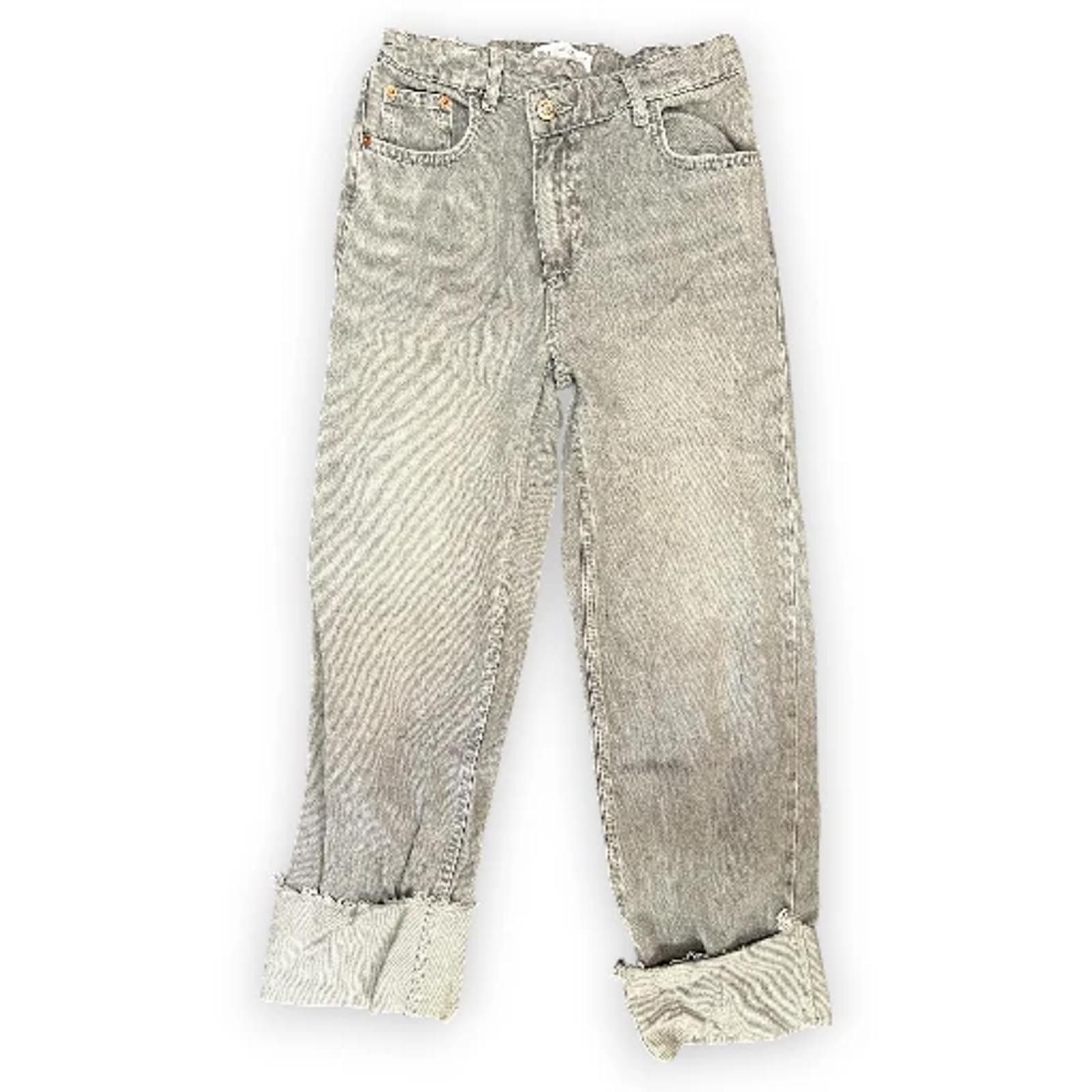 Zara Zara Cuffed Regular Fit Girls Jeans Size: 11-12 Years (G29) Size 24" / US 00 / IT 34 - 1 Thumbnail