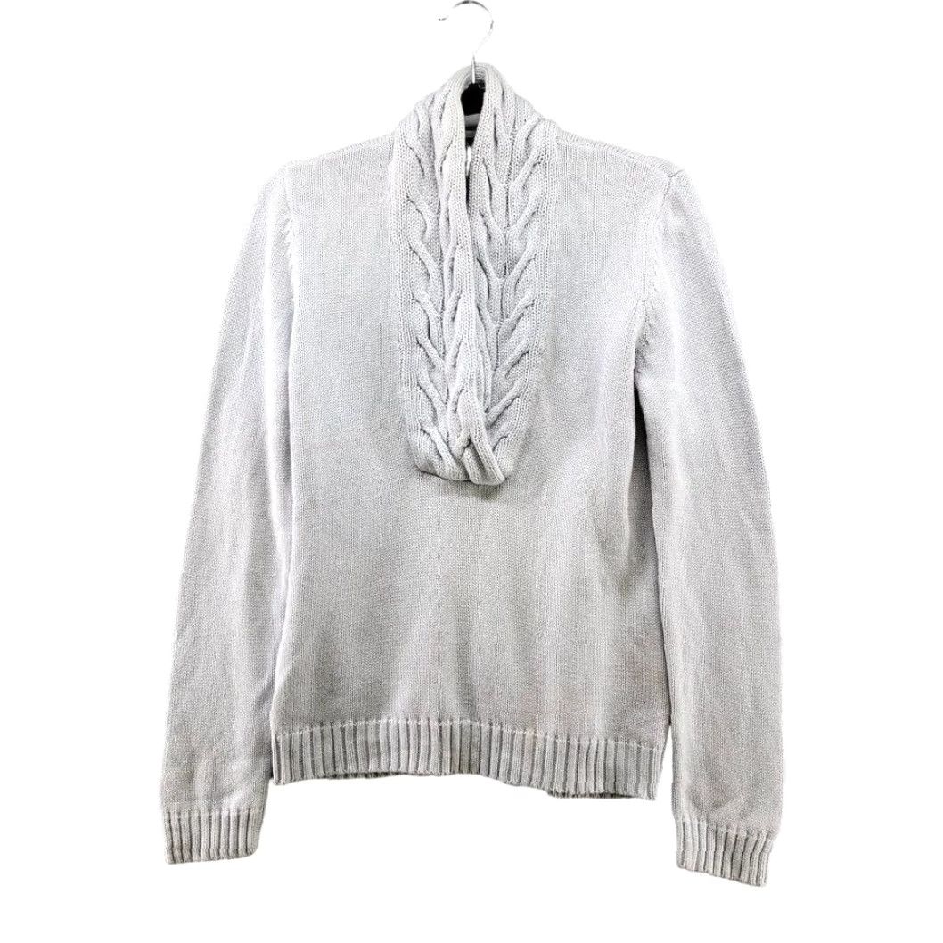 Ralph Lauren VINTAGE Lauren Ralph Lauren Shawl Collar Sweater Knit Dusty Gray Cotton Womens Medium M Blue Pullover V-Neck Long Sleeve Size M / US 6-8 / IT 42-44 - 2 Thumbnail