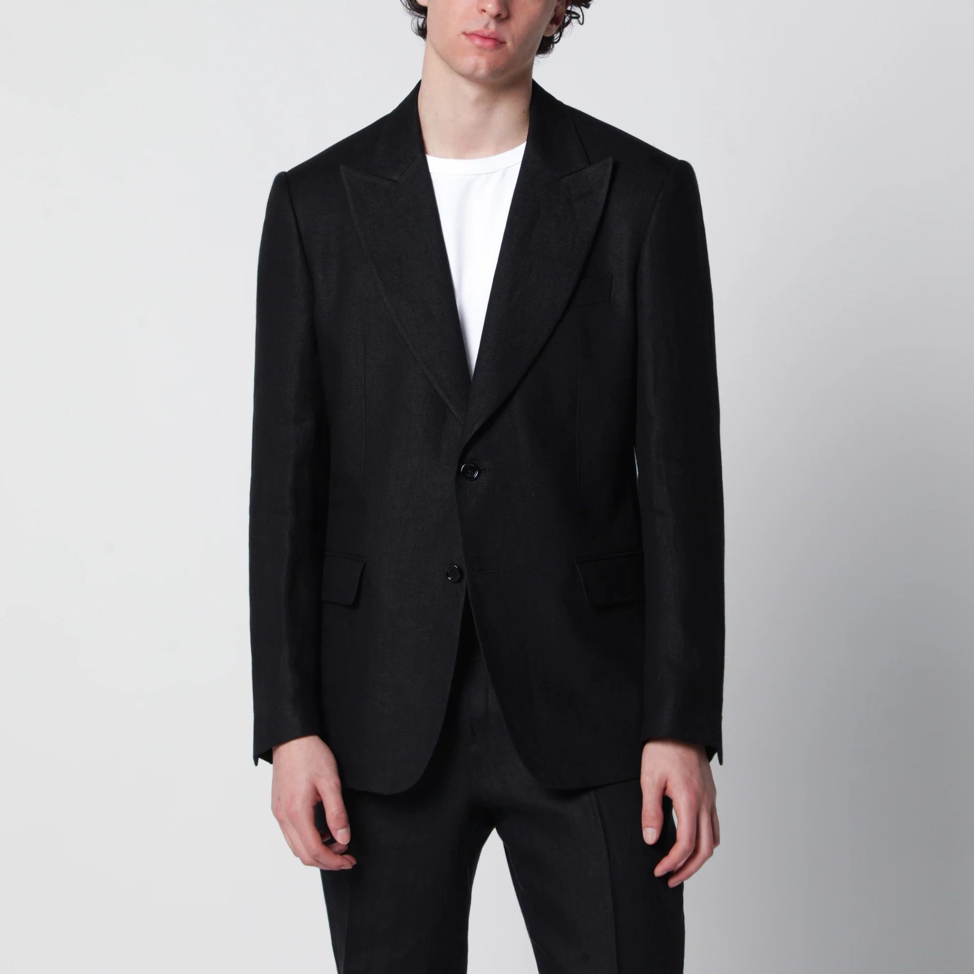 Lardini o1d2blof0526 Single-breasted Linen Jacket in Black Size US M / EU 48-50 / 2 - 1 Thumbnail
