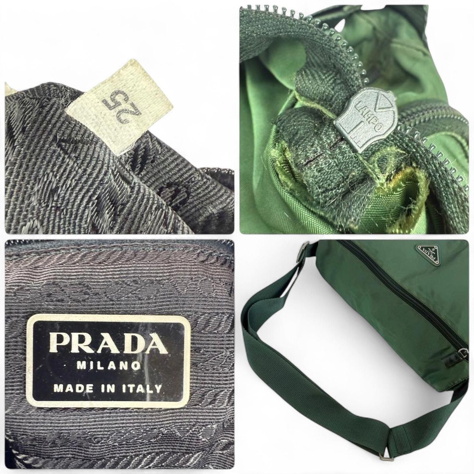 Prada Prada - Green Nylon Shoulder Bag Buckle Detail Size ONE SIZE - 8 Thumbnail