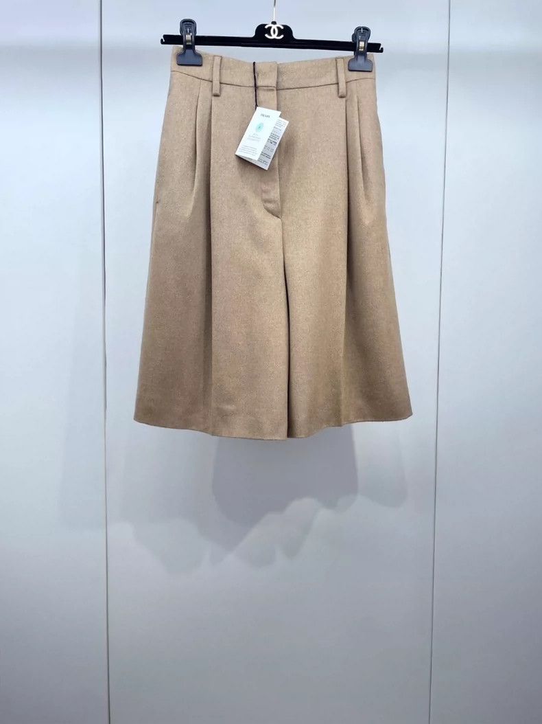 Prada 24 new camel fleece wide-leg five-piece pants 2505-Ne