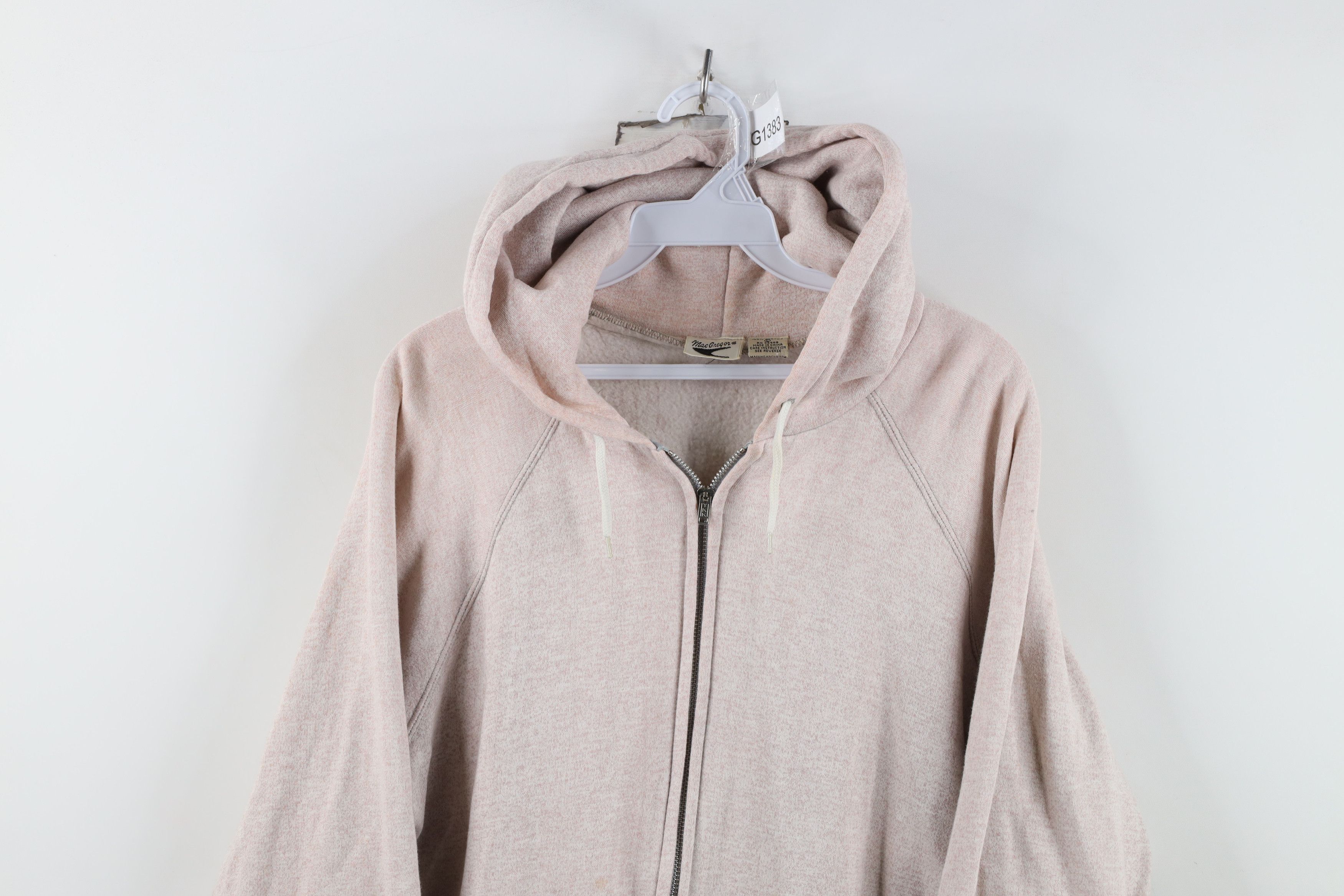 Vintage Vintage 80s Streetwear Blank Full Zip Hoodie Heather Pink Size US L / EU 52-54 / 3 - 2 Thumbnail