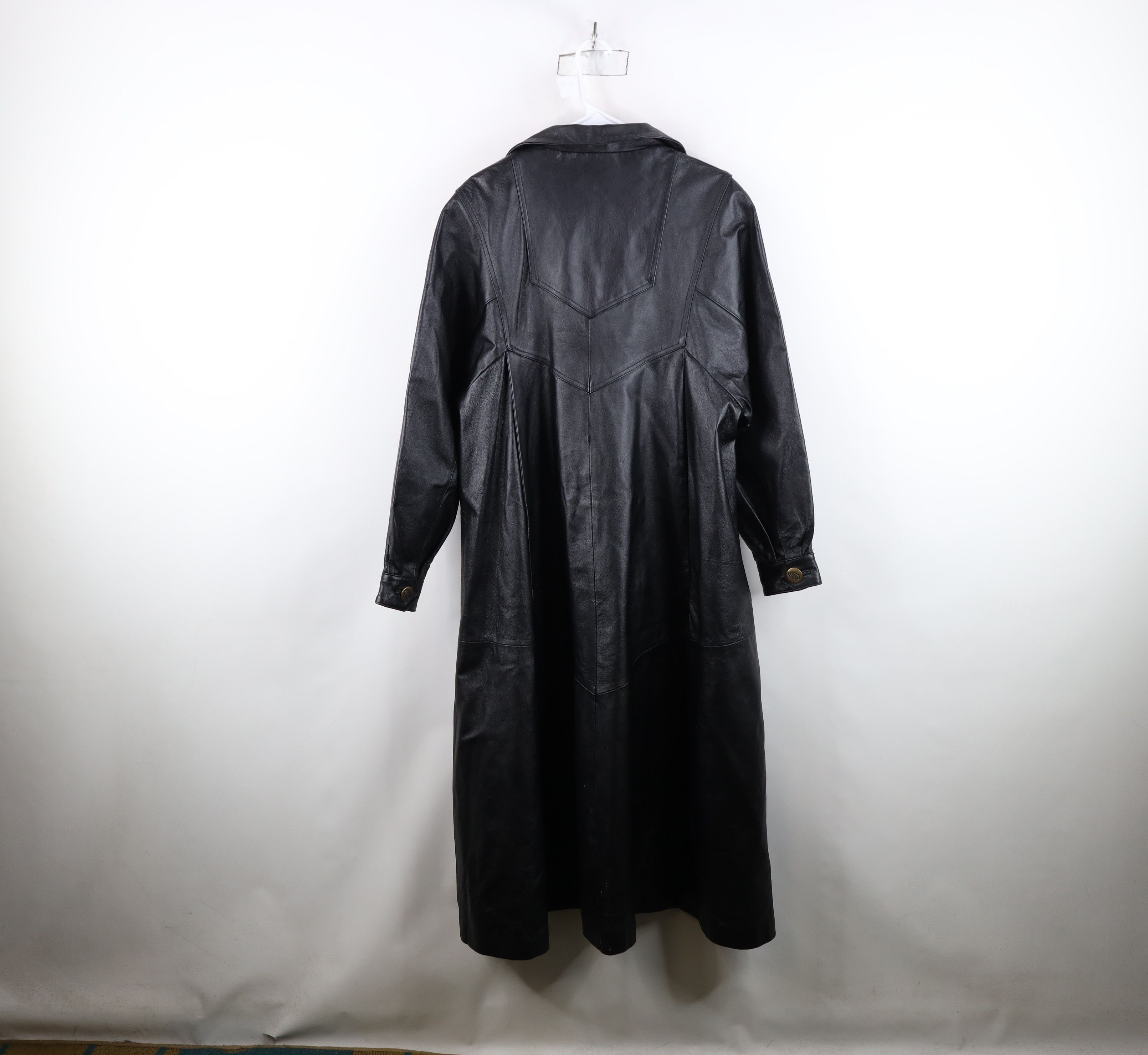 Vintage Vintage 90s Streetwear Heavy Leather Trench Coat Jacket Size M / US 6-8 / IT 42-44 - 13 Thumbnail