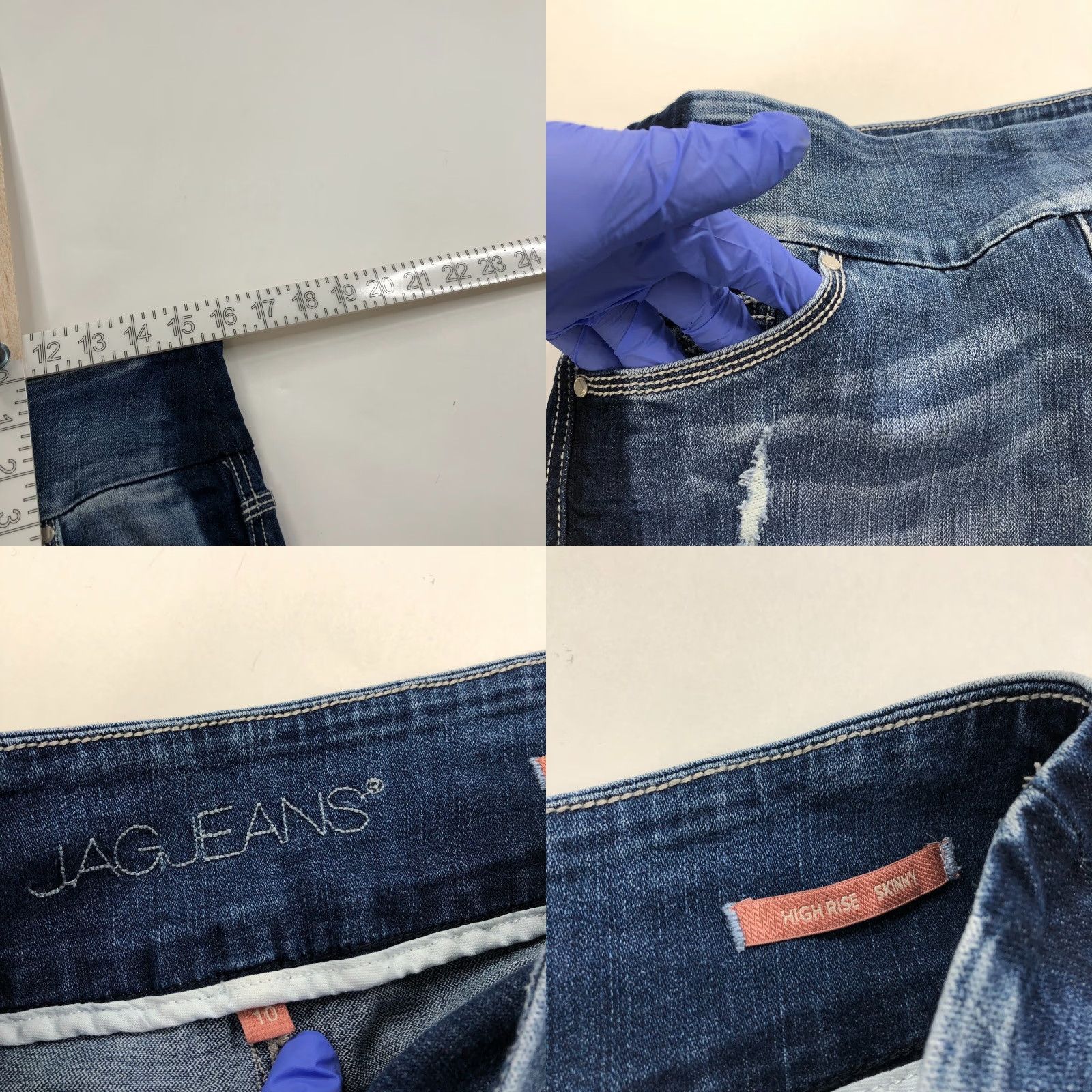 AG Jeans Jag Jeans Jeans Skinny 10 32 in 26 in Mid Rise Pull On Distressed Denim 5-Pocket Womens Clothing Jeans Blue Regular Size 10 Medium Wash Size 24" / US 00 / IT 34 - 8 Thumbnail