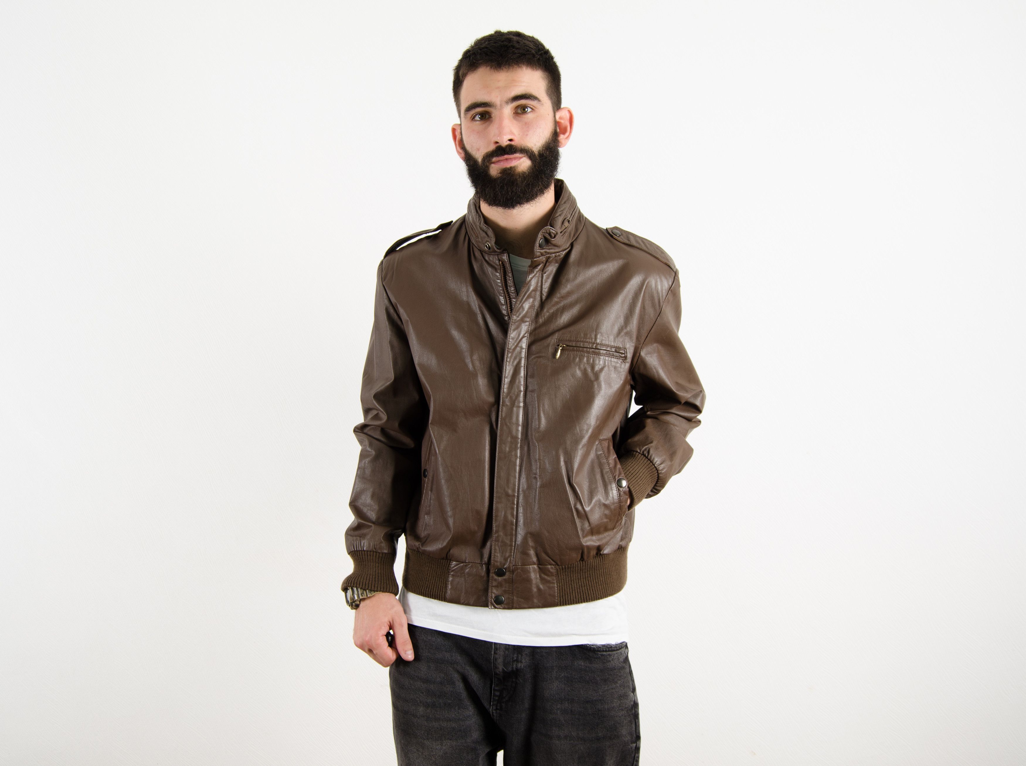 Schott Vintage Schott Sport Leather Military Flight Bomber Jacket Size US L / EU 52-54 / 3 - 3 Thumbnail