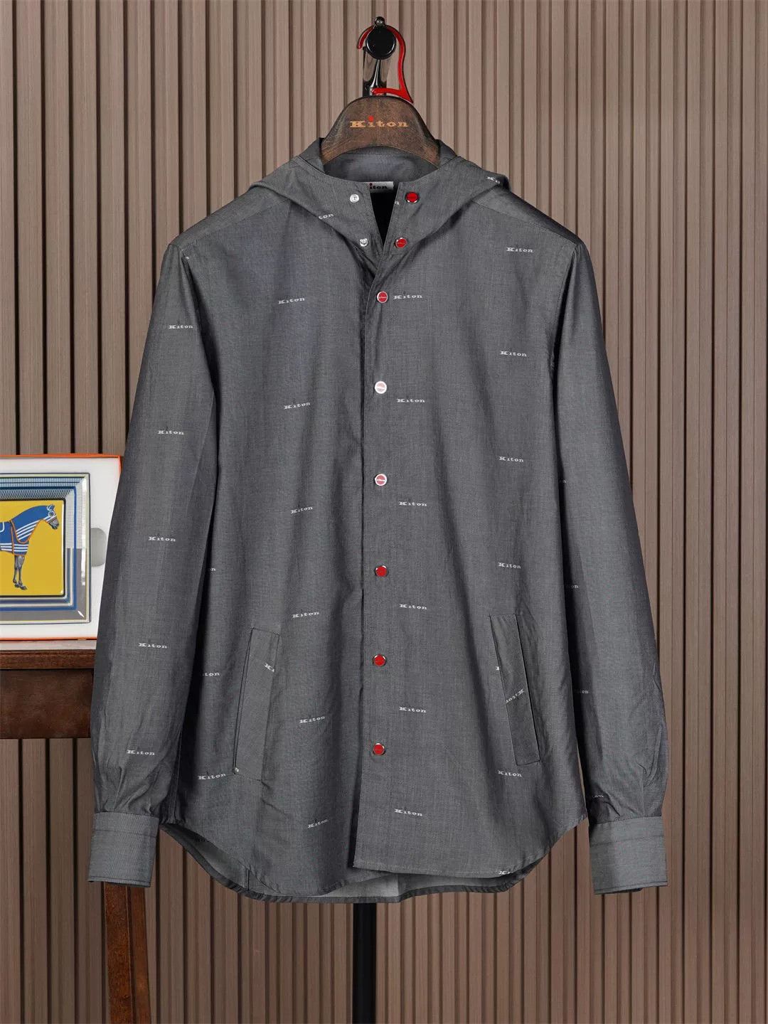 Kiton Kiton Gray Cotton Hooded Jacket Size US XS / EU 42 / 0 - 1 Thumbnail
