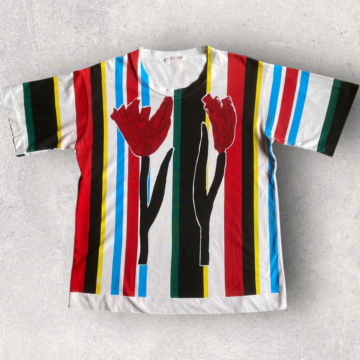 Marni Flowers And Stripes Print T Shirt Size US M / EU 48-50 / 2 - 1 Thumbnail