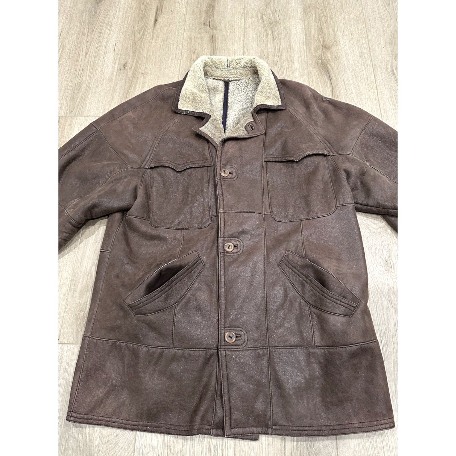 Vintage VINTAGE CHRIST Jacket Mens Brown Lightweight Sheepskin Coat 52 Medium Four pockets Size US L / EU 52-54 / 3 - 3 Thumbnail