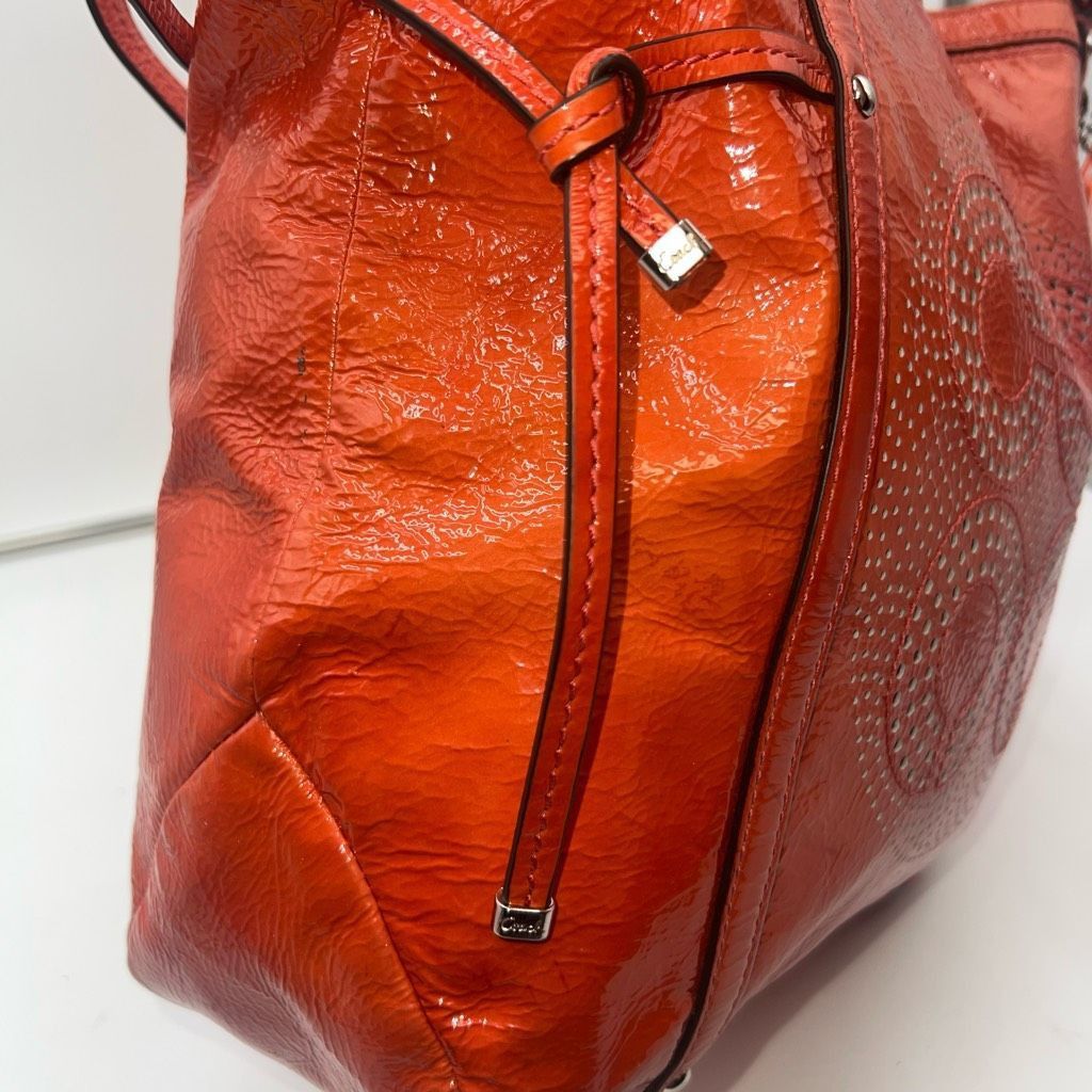 Coach Coach AUDREY OP ART CORAL Peach Patent Leather Tote Shoulder Size ONE SIZE - 7 Thumbnail