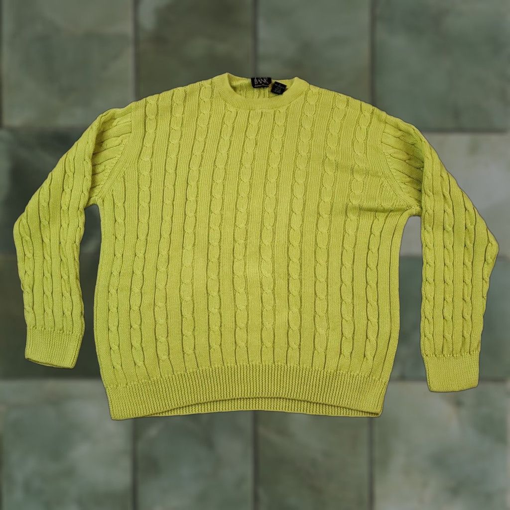 Jos. A. Bank Jos A Bank Men Green Crew Neck Sweater Large Pullover Classic Cotton Size US L / EU 52-54 / 3 - 1 Thumbnail