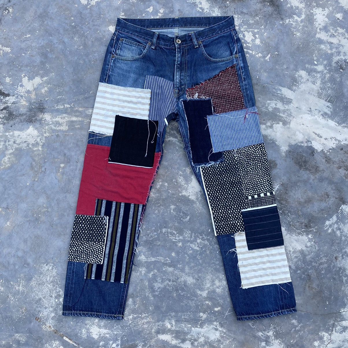 Comme des Garcons Vintage comme des garcorn selvedge patchwork multicolour Size US 32 / EU 48 - 1 Thumbnail