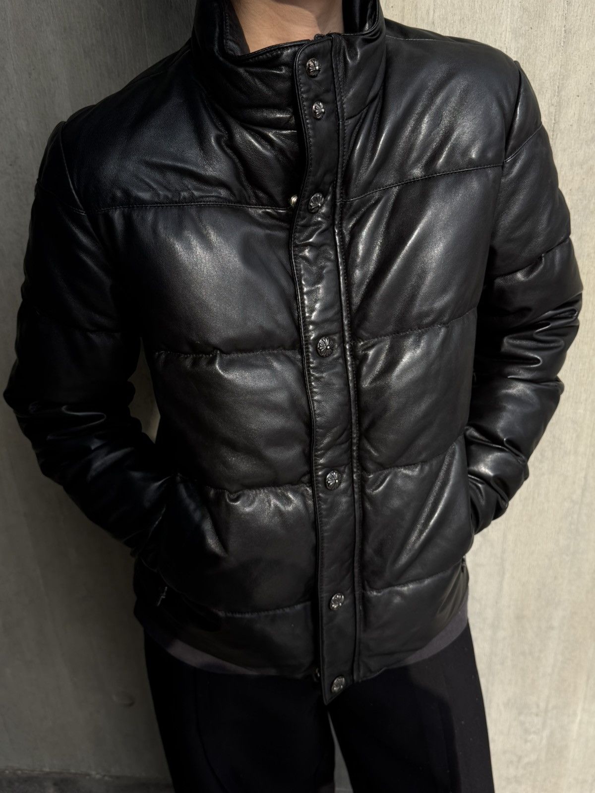 Chrome Hearts Black Leather Down Jacket Size US S / EU 44-46 / 1 - 4 Thumbnail