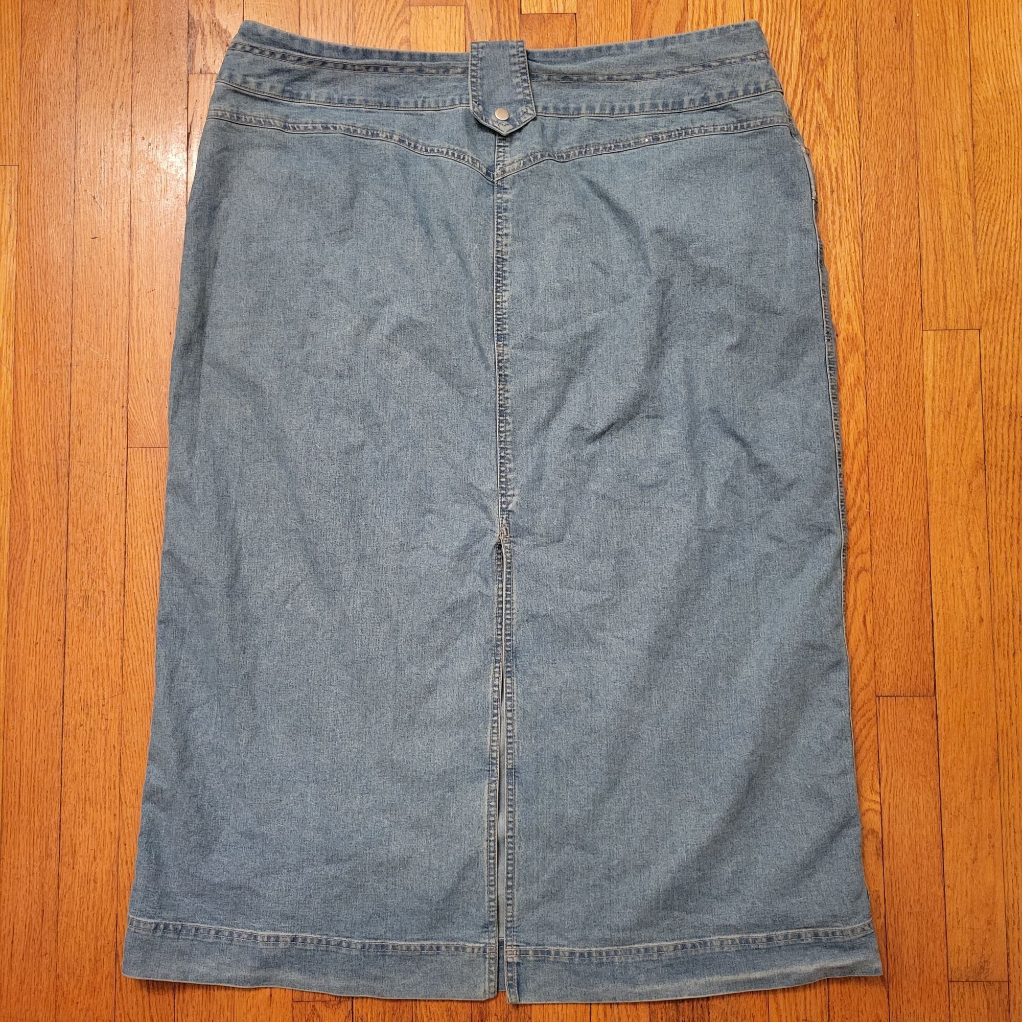 Other Lisa Dee 22 Blue Jean Denim Long Skirt Back Slit Yellowstone Size 40" / US 18 - 4 Thumbnail
