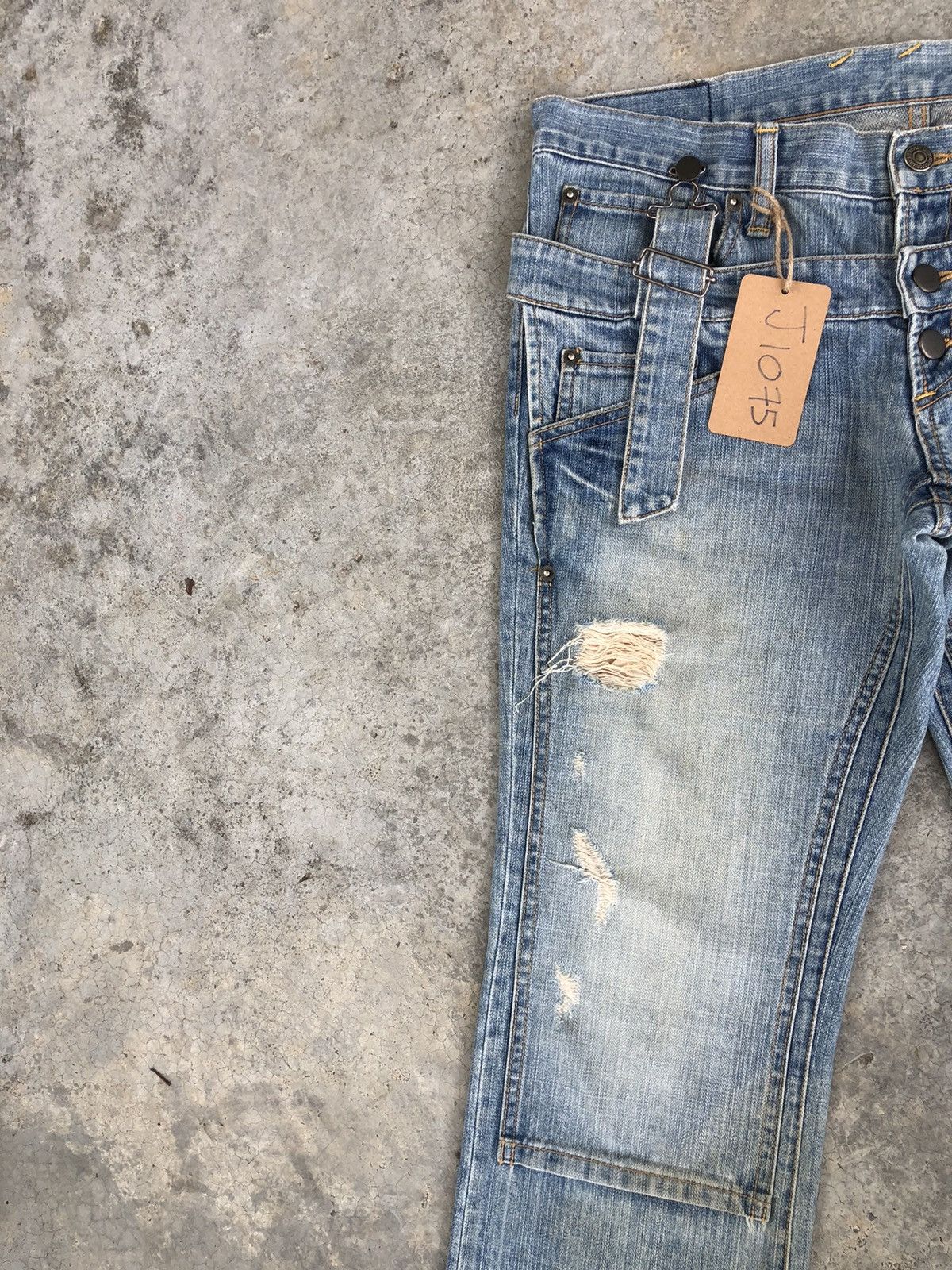 PPFM Japanese PPFM Double Waist Distressed Jeans Size US 33 - 4 Thumbnail