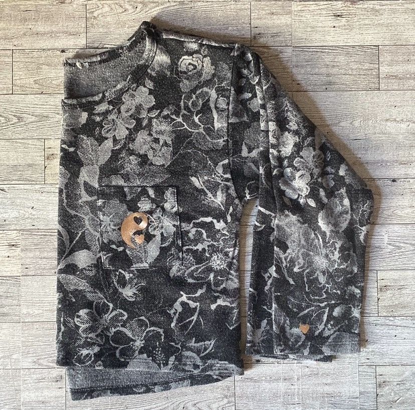 Vintage Y2K, Floral, Monochrome, Ying Yang, Cropped, Knit 3/4 Sleeve Size S / US 4 / IT 40 - 17 Thumbnail