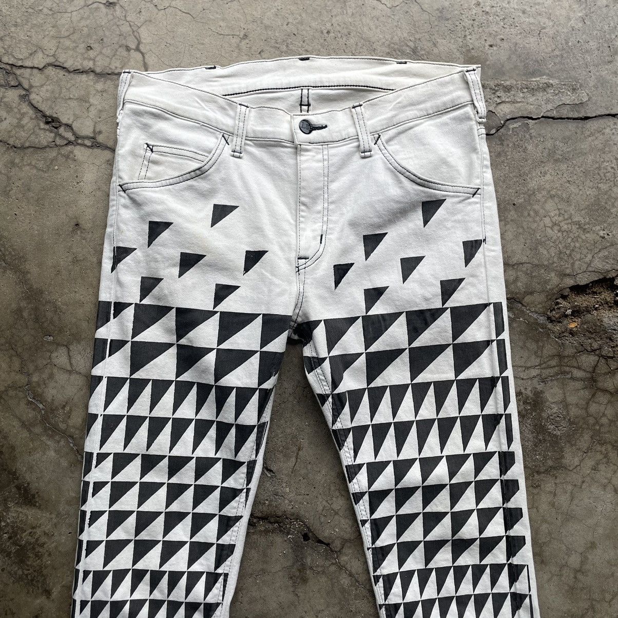 Lee × Vintage 🔥Vintage Lee White Stoned Washed Native Design Slim Jeans Size US 32 / EU 48 - 2 Thumbnail
