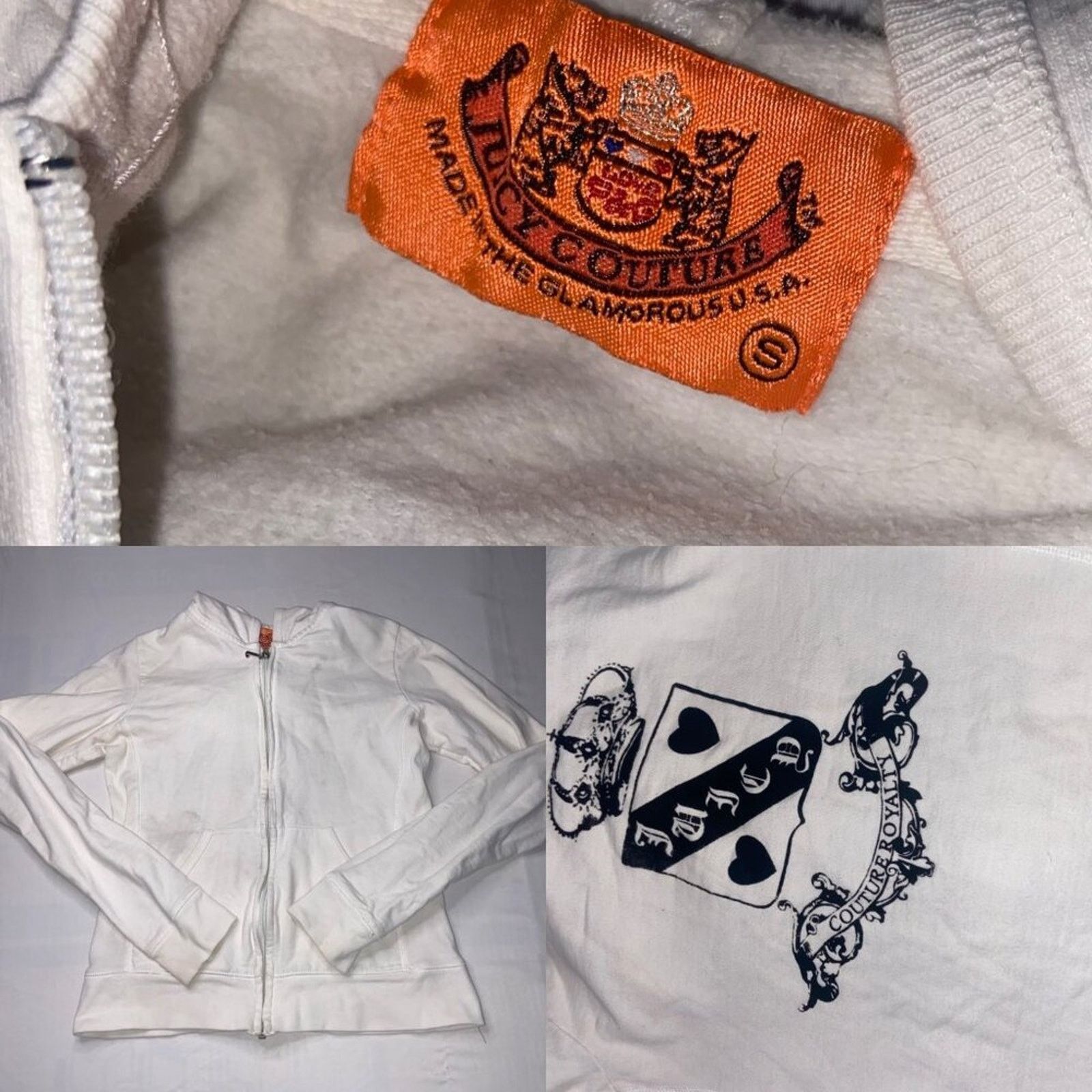 Juicy Couture Y2K Vintage Juicy Couture White Cotton Full Zip Hoodie Size S / US 4 / IT 40 - 1 Thumbnail
