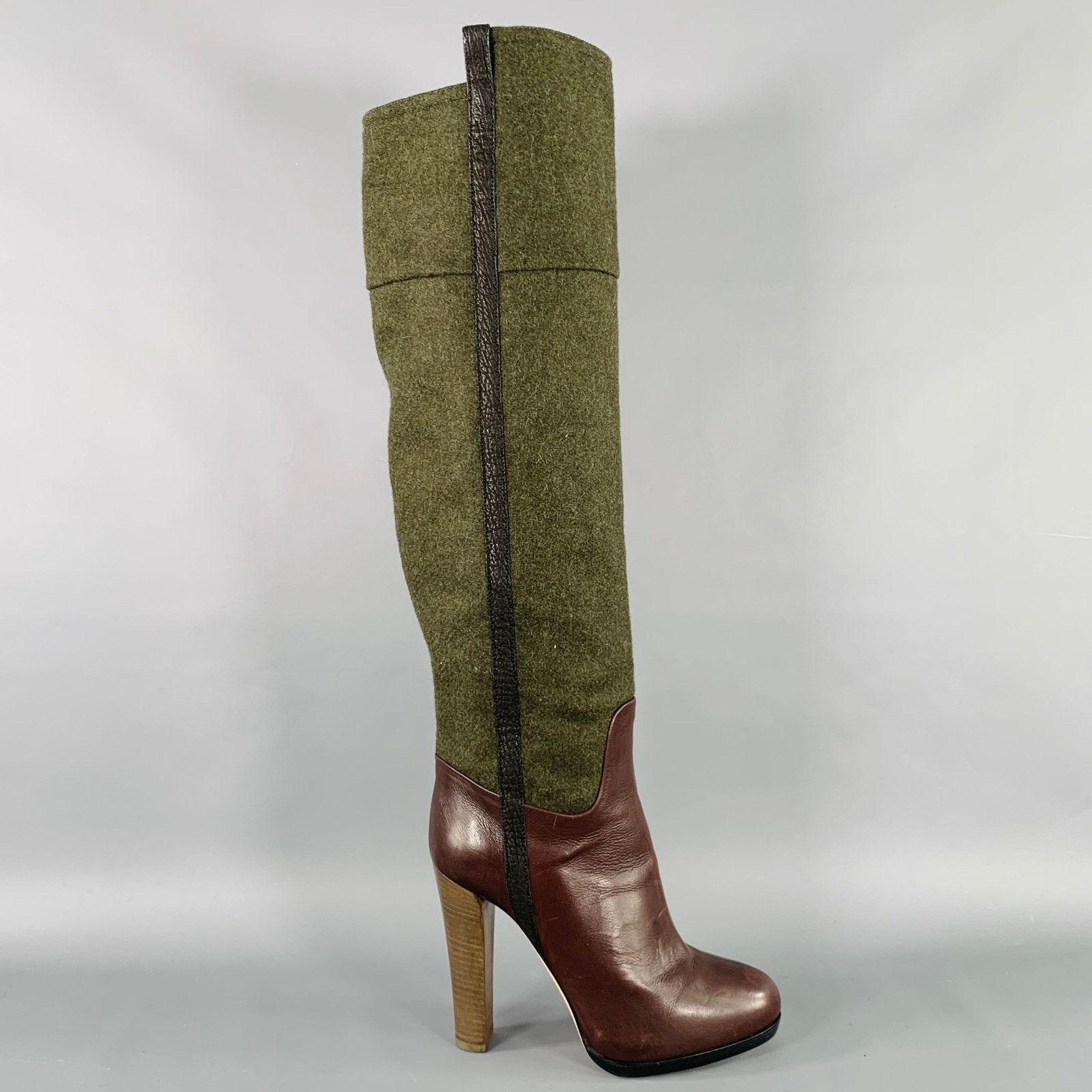 Other REED KRAKOFF Size 6.5 Brown Dark Green Leather Pull On Boots Size US 6.5 / IT 36.5 - 2 Thumbnail
