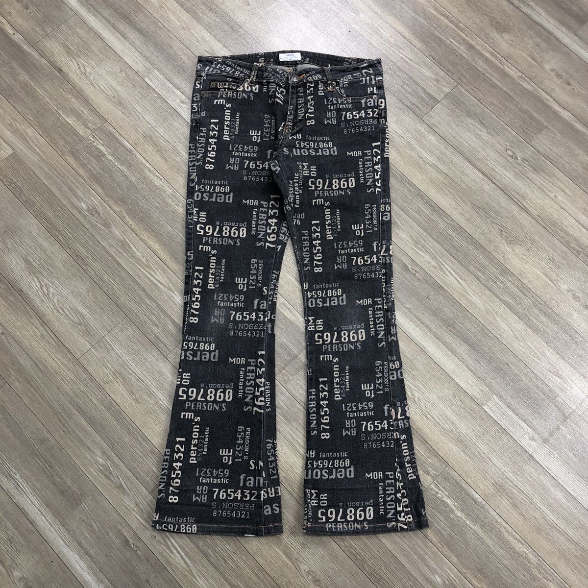 If Six Was Nine × Japanese Brand × Le Grande Bleu (L.G.B.) 2000s Persons Poem Full Print Goa Lgb Bootcut Flared Jeans Size US 28 / EU 44 - 1 Thumbnail