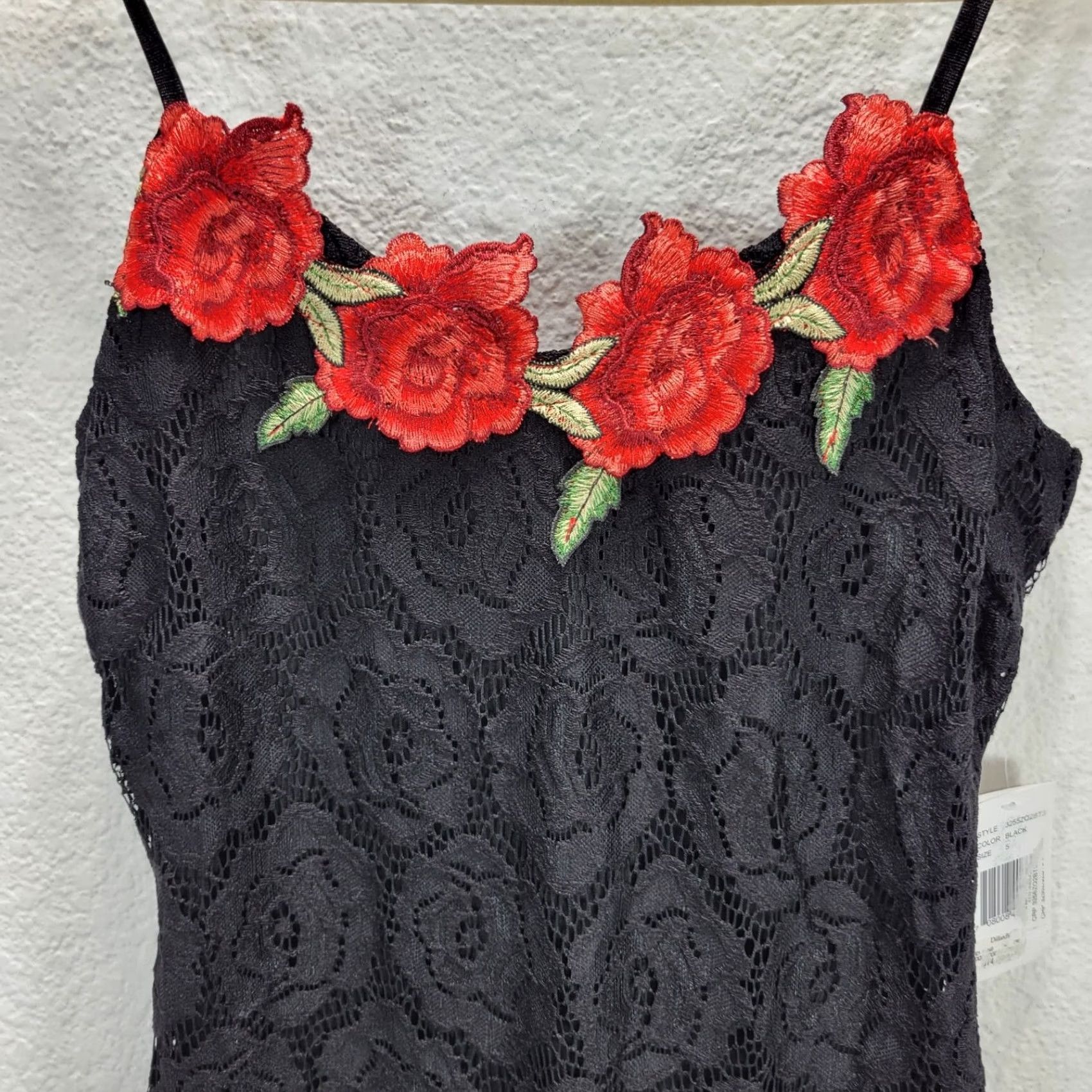 Vintage Jodi Kristopher Tank Dress Juniors 5 Black Crochet Lace Overlay New Size S / US 4 / IT 40 - 4 Thumbnail