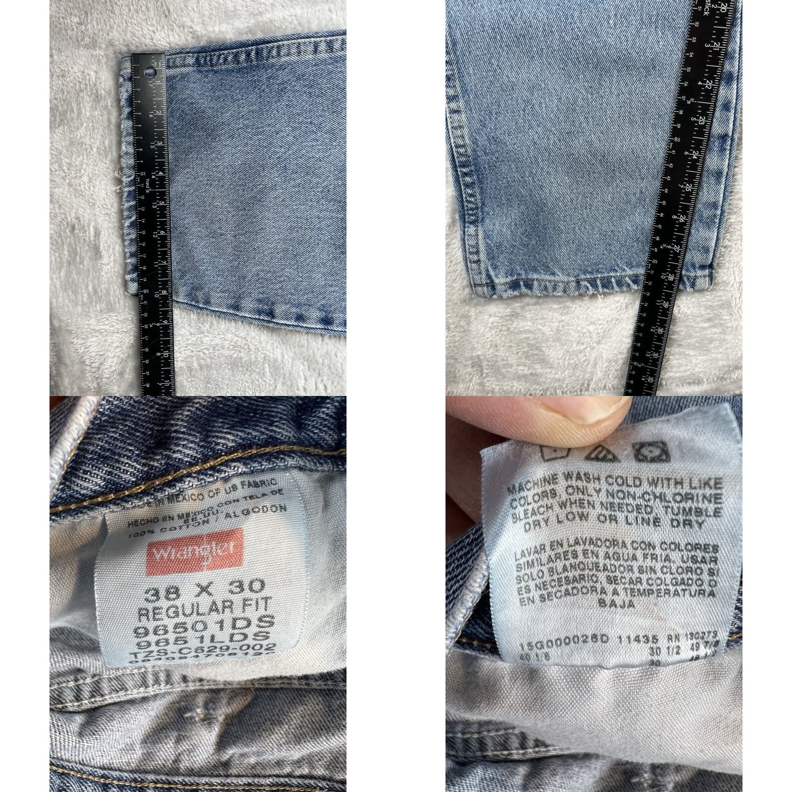 Wrangler VINTAGE Wrangler Jeans Mens 38x30 Blue Denim Straight 5-Pocket Regular Waist 38 Inseam 30 Reg Fit Medium Wash Cowboy Branding Mens Size US 38 / EU 54 - 9 Thumbnail