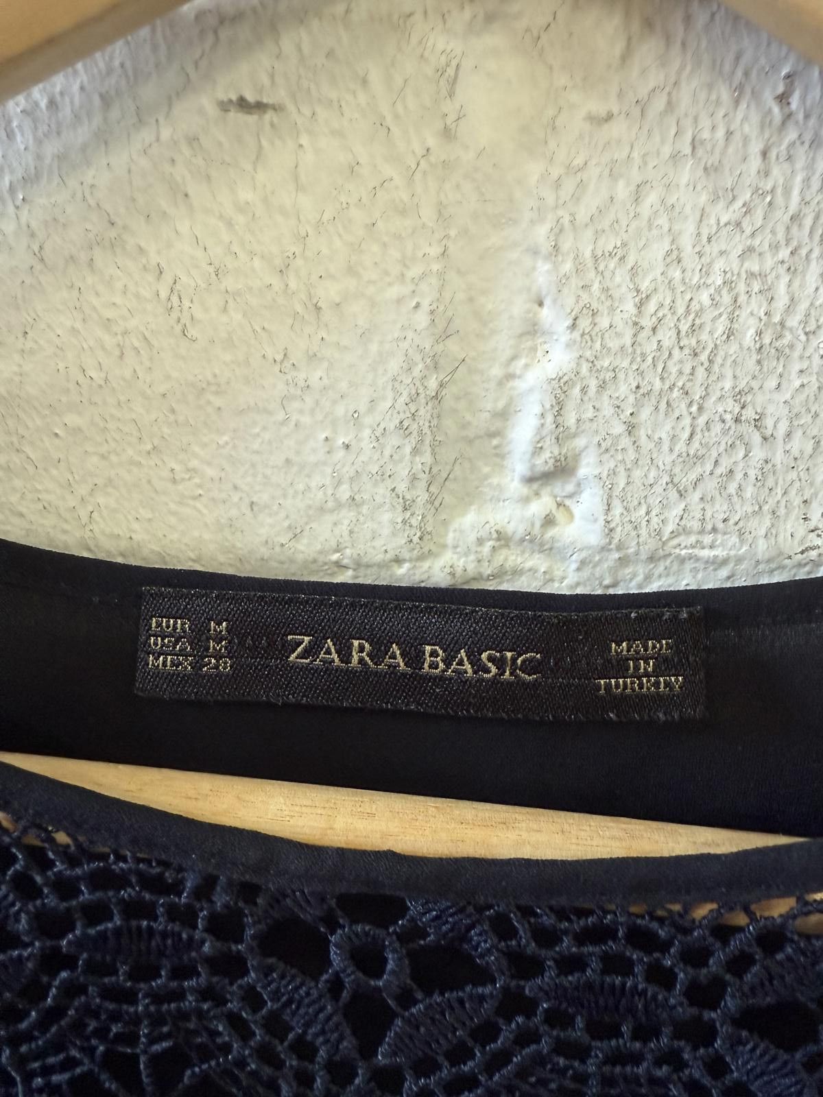 Designer Zara Basic Black Lace Detail Long Sleeve Blouse, Size M Size M / US 6-8 / IT 42-44 - 3 Thumbnail