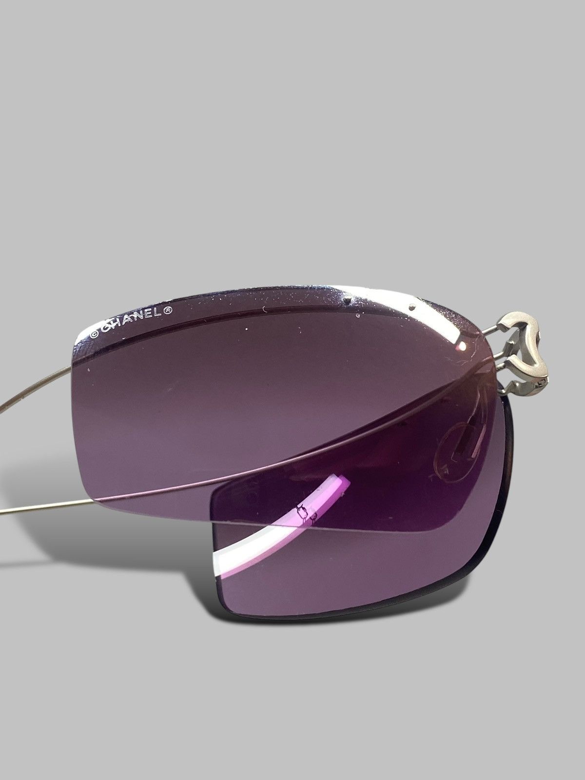 Chanel 2000s Chanel Foldable Logo Sunglasses Lavander Gradient Y2k Size ONE SIZE - 11 Thumbnail