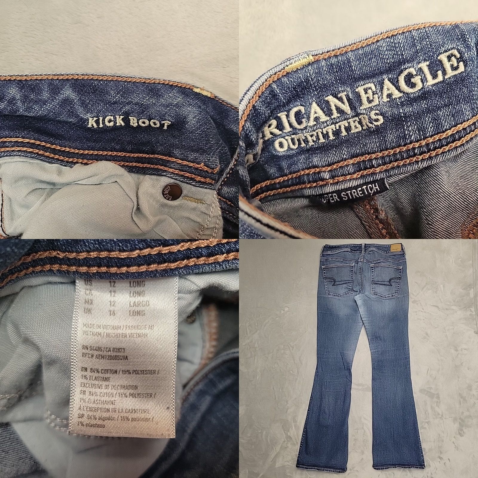 American Eagle Outfitters American Eagle Jeans Women 12 Tall Blue Super Stretch Denim Flared Bootcut Jeans Mens? Size 34" / US 12 / IT 48 - 8 Thumbnail