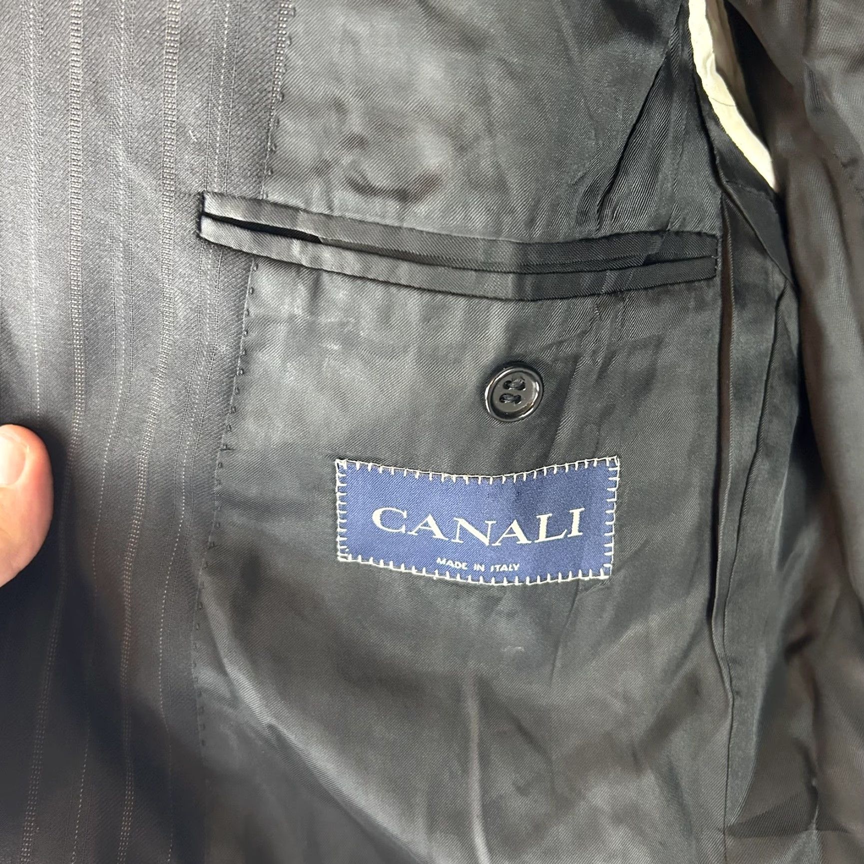 Canali VINTAGE Canali Blazer Mens 40R EU 50 Black Pinstripe Super 120's Wool Made in Italy Size 50R - 4 Thumbnail