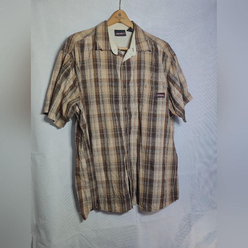 Dickies Dickies Brown and Yellow Sz 2XL Casual Button Down Shirt Size US XXL / EU 58 / 5 - 2 Thumbnail