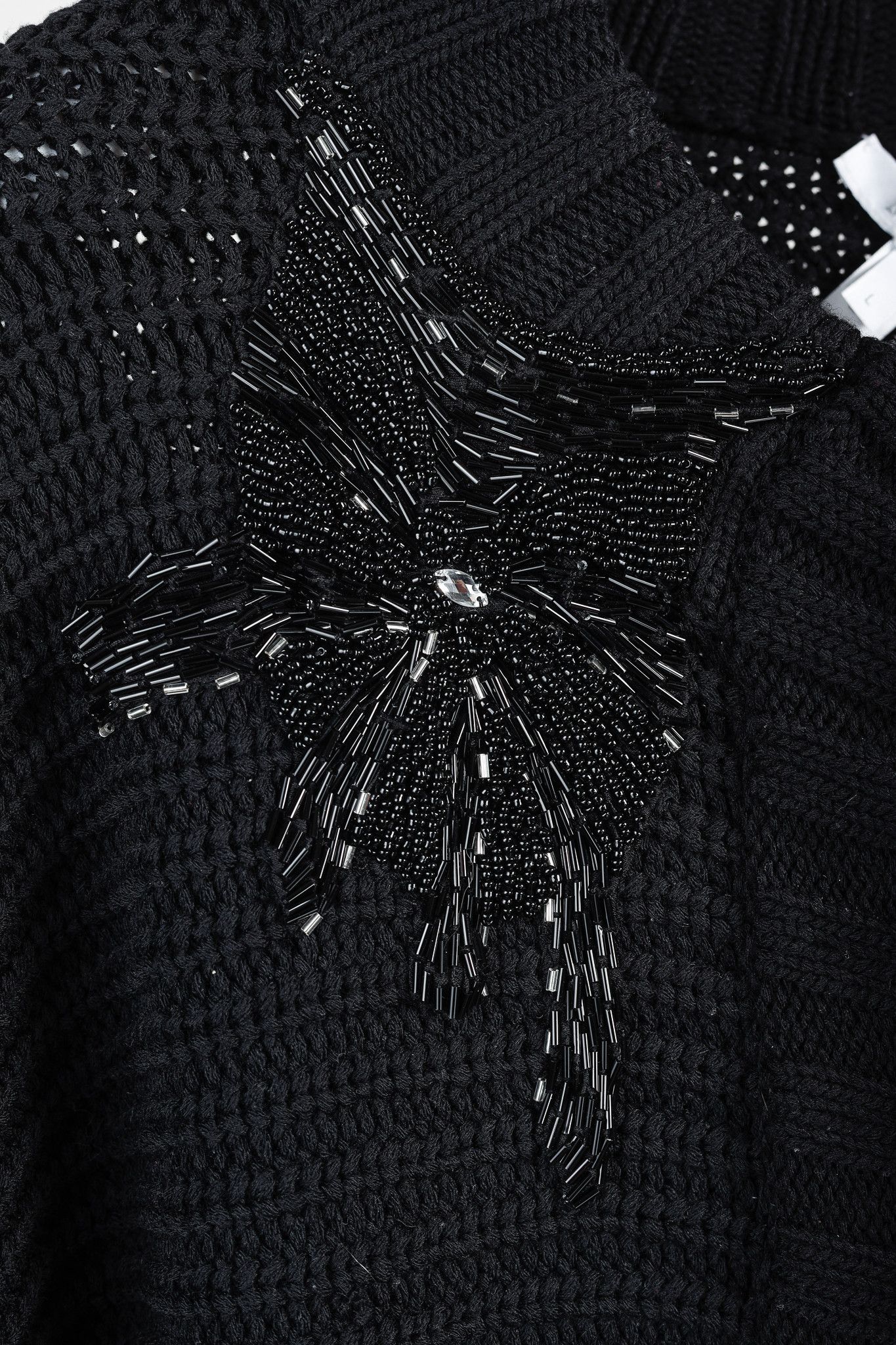 Max Mara MaxMara Black Chunky Knit Beaded Boxy Cardigan Size L / US 10 / IT 46 - 6 Thumbnail