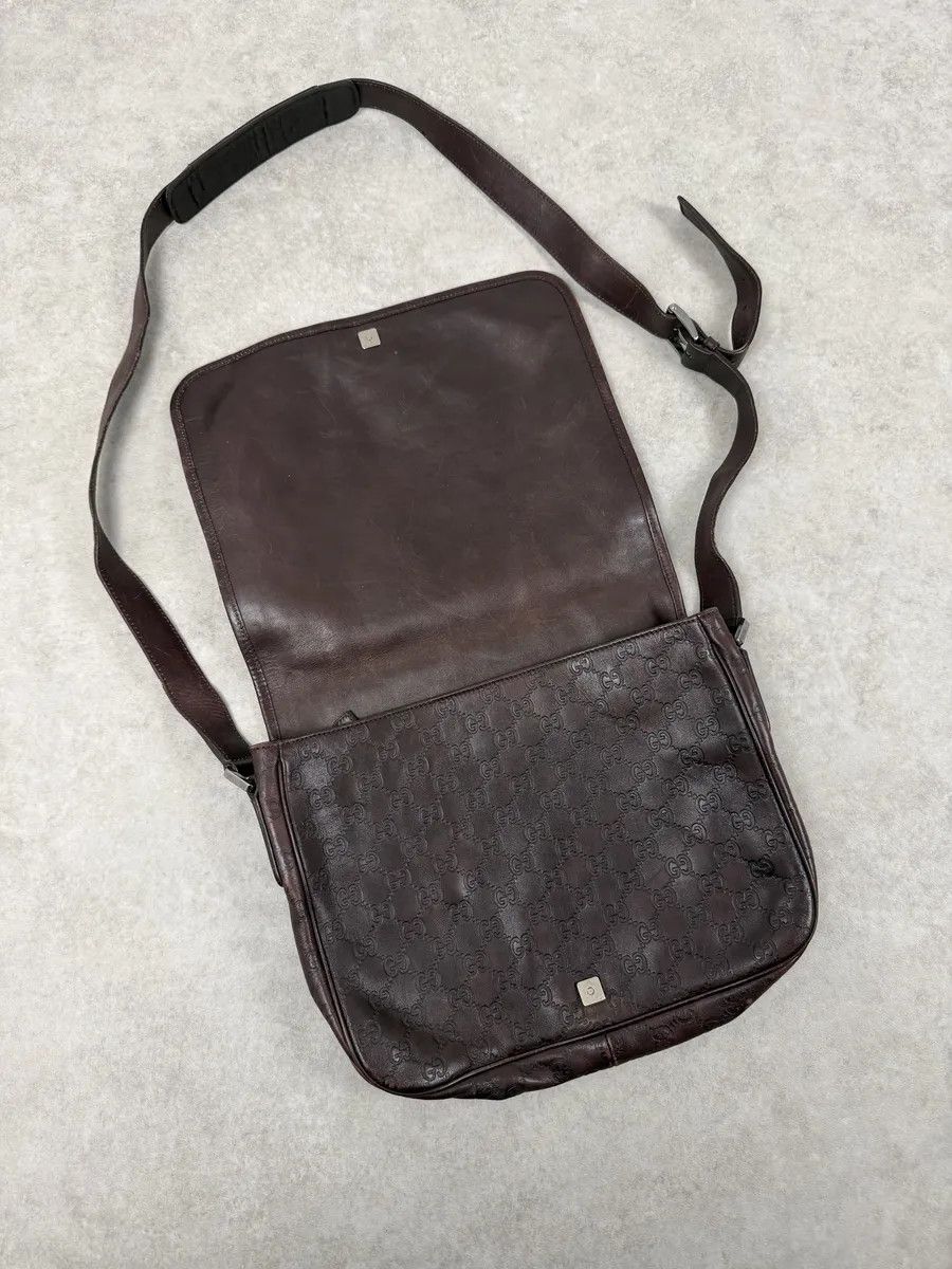 Gucci 2000s Gucci Monogramm G Brown Leather Shoulder Bag Size ONE SIZE - 10 Thumbnail