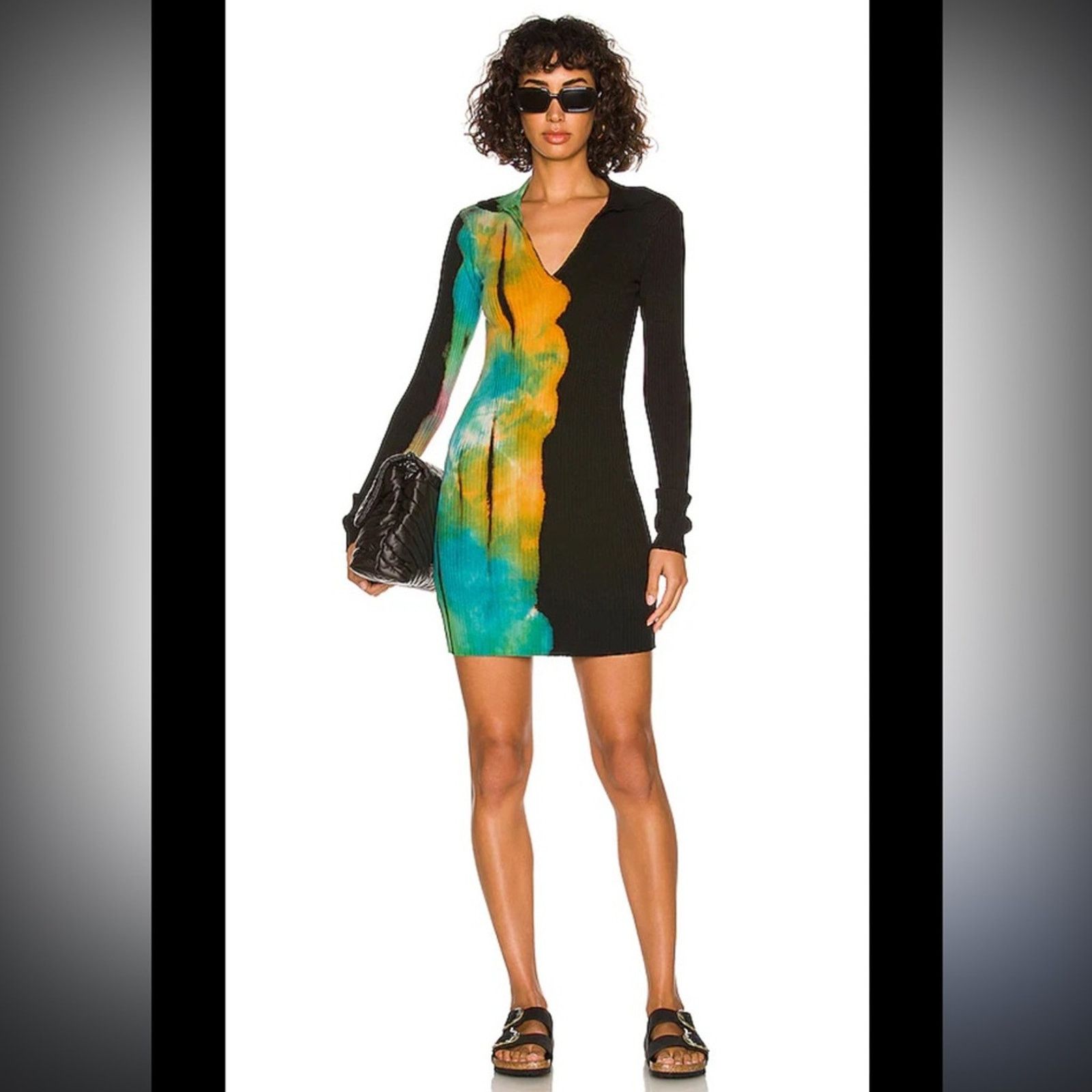 169 NWT Cotton Citizen $185 Multicolor V-Neck Dress Size S