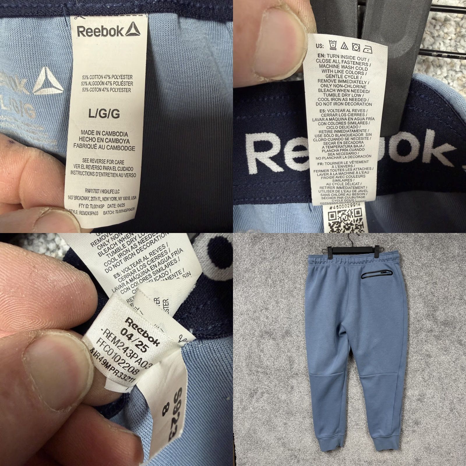 Reebok Reebok Sweatpants Mens Large 34x27 Blue Fleece Jogger Athletic Casual Activewear Gore-Tex? No. Size US 33 - 8 Thumbnail