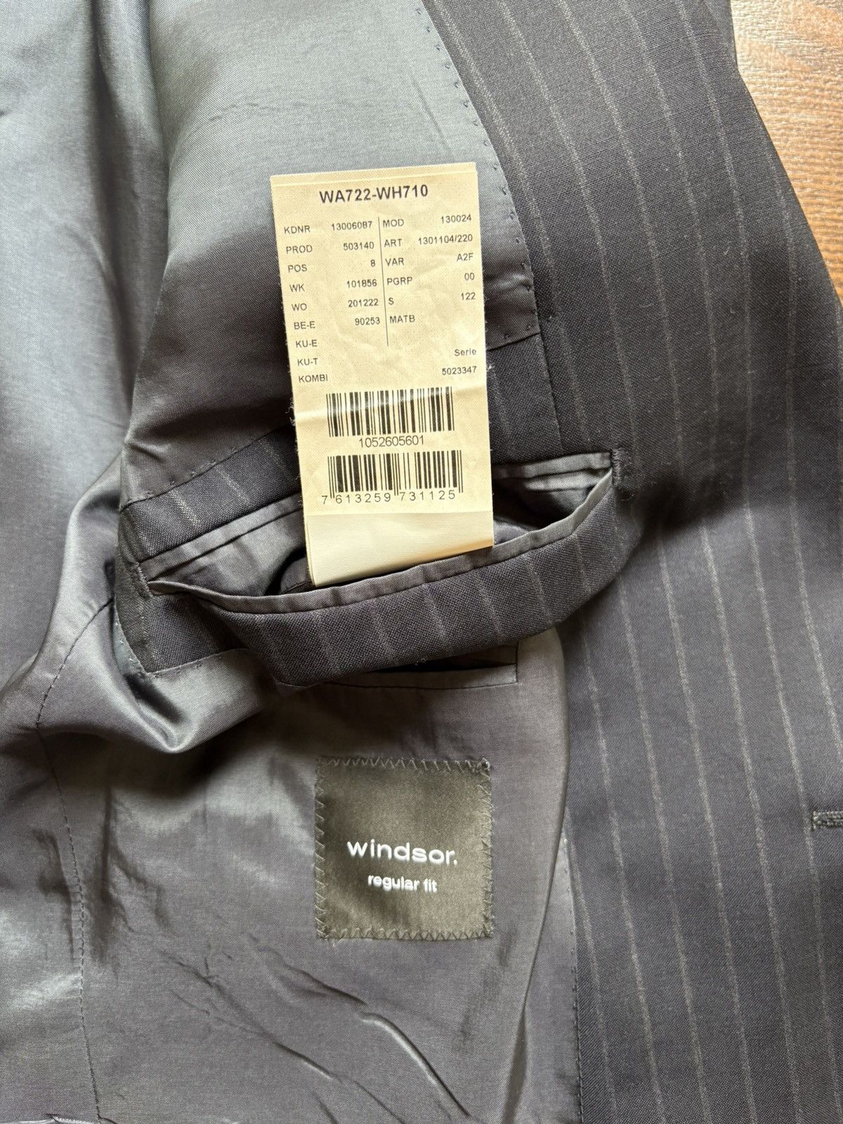 Designer × Windsor Smith Windsor Men’s Pinstripe Suit – Slim Fit, 100% Wool, Excell Size 50L - 15 Thumbnail