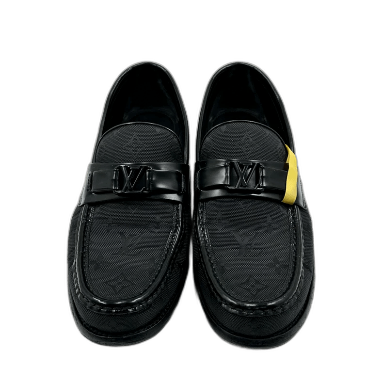 Louis Vuitton Black Printed Leather Shoes -2505, Men's (Size 9)