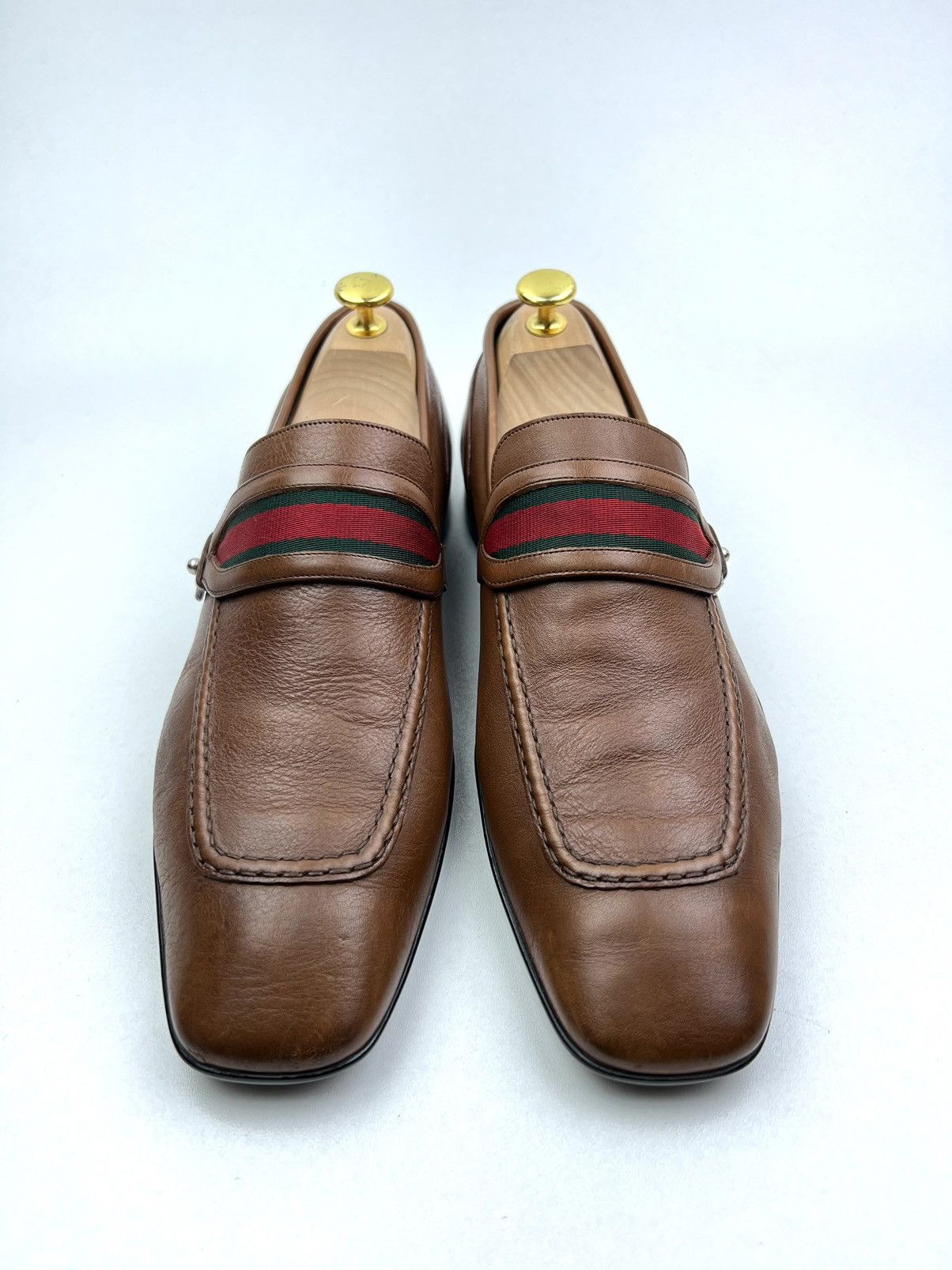 Gucci GUCCI Loafers Leather Shoes Slip Ons Web Stripe Brown Men’s Size US 7.5 / EU 40-41 - 4 Thumbnail
