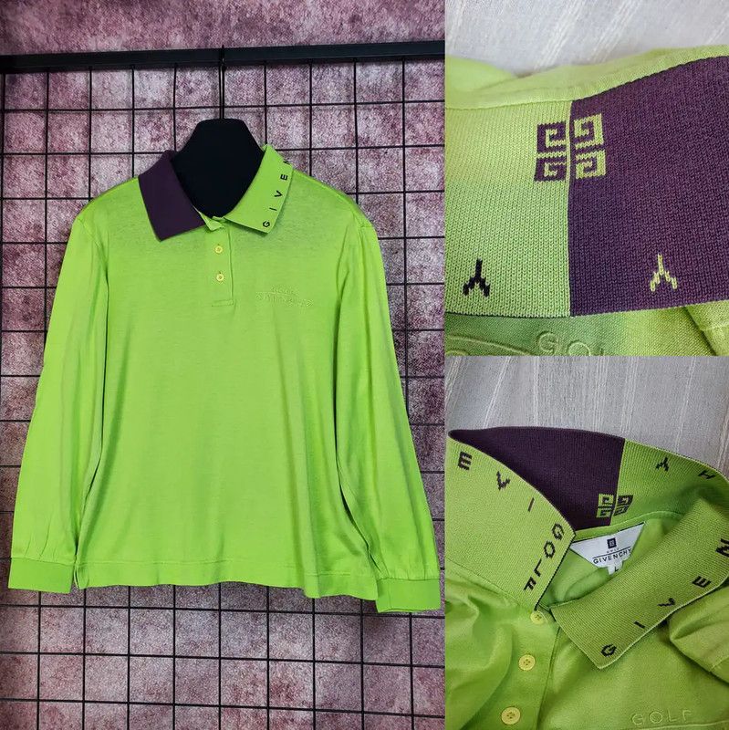 Givenchy Givenchy Green Embroidered Long Sleeve T-Shirt 0089 Size L / US 10 / IT 46 - 1 Thumbnail