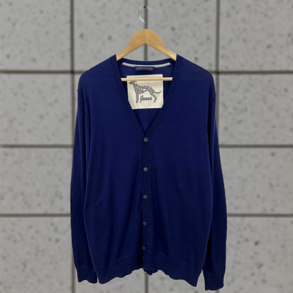 Trussardi Trussardi Jeans Cardigan Sweater Men L Blue Cotton Button V-Neck Shirt Womens Mens? Size US L / EU 52-54 / 3 - 1 Thumbnail