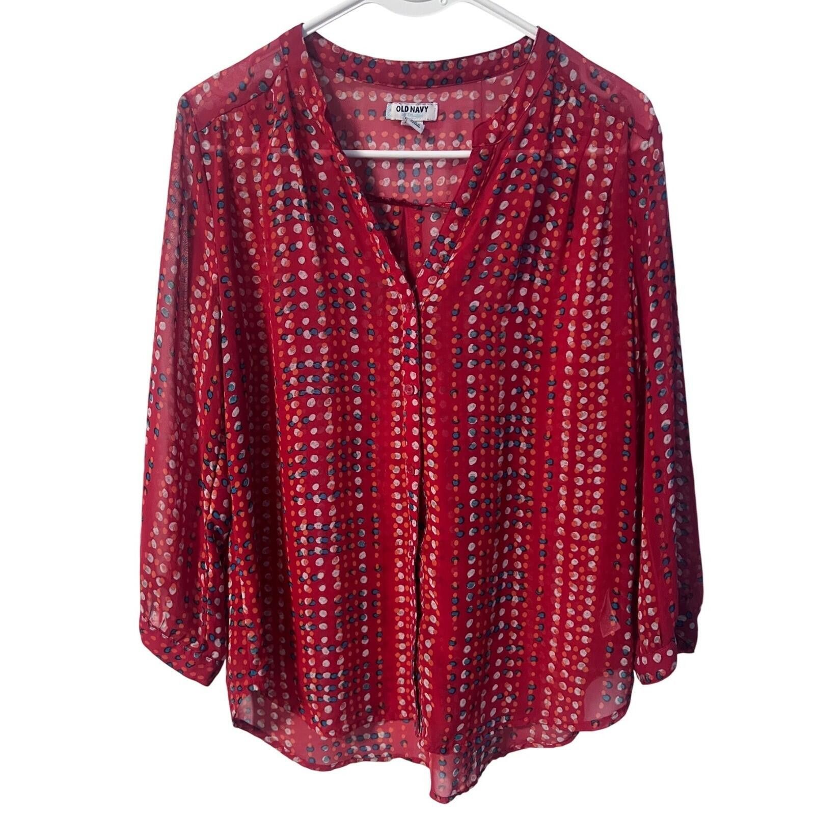 Old Navy Old Navy Womens Red Polka Dot Blouse Size M 3/4 Sleeve Size M / US 6-8 / IT 42-44 - 1 Thumbnail