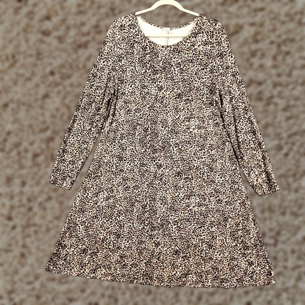 Old Navy Womens Animal Print Swing Dress Size Large Jaguar Leopard Knit Comfort Stretch Dress Multicolor Knee Length Old Navy Casual Size L / US 10 / IT 46 - 1 Thumbnail