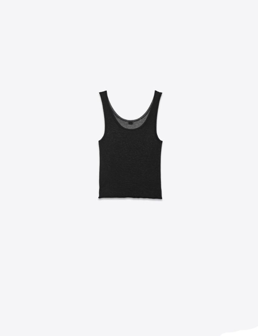 Saint Laurent Paris o1s1wg110225 686850 Tank Top in Sheer Knit in Black Size M / US 6-8 / IT 42-44 - 3 Thumbnail