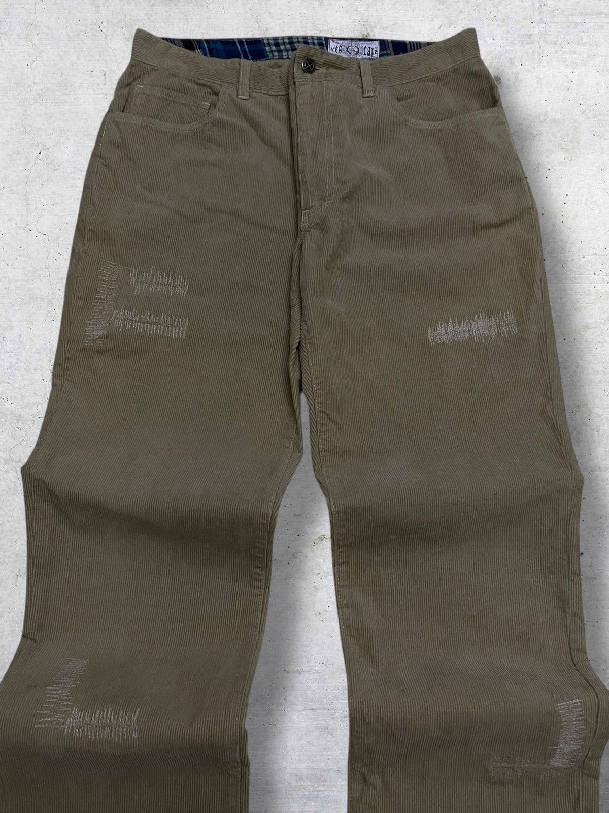 Japanese Brand XESCPAE JAPAN DESIGNER STREETWEAR DISTRESSED CORDUROY PANT Size US 33 - 5 Thumbnail