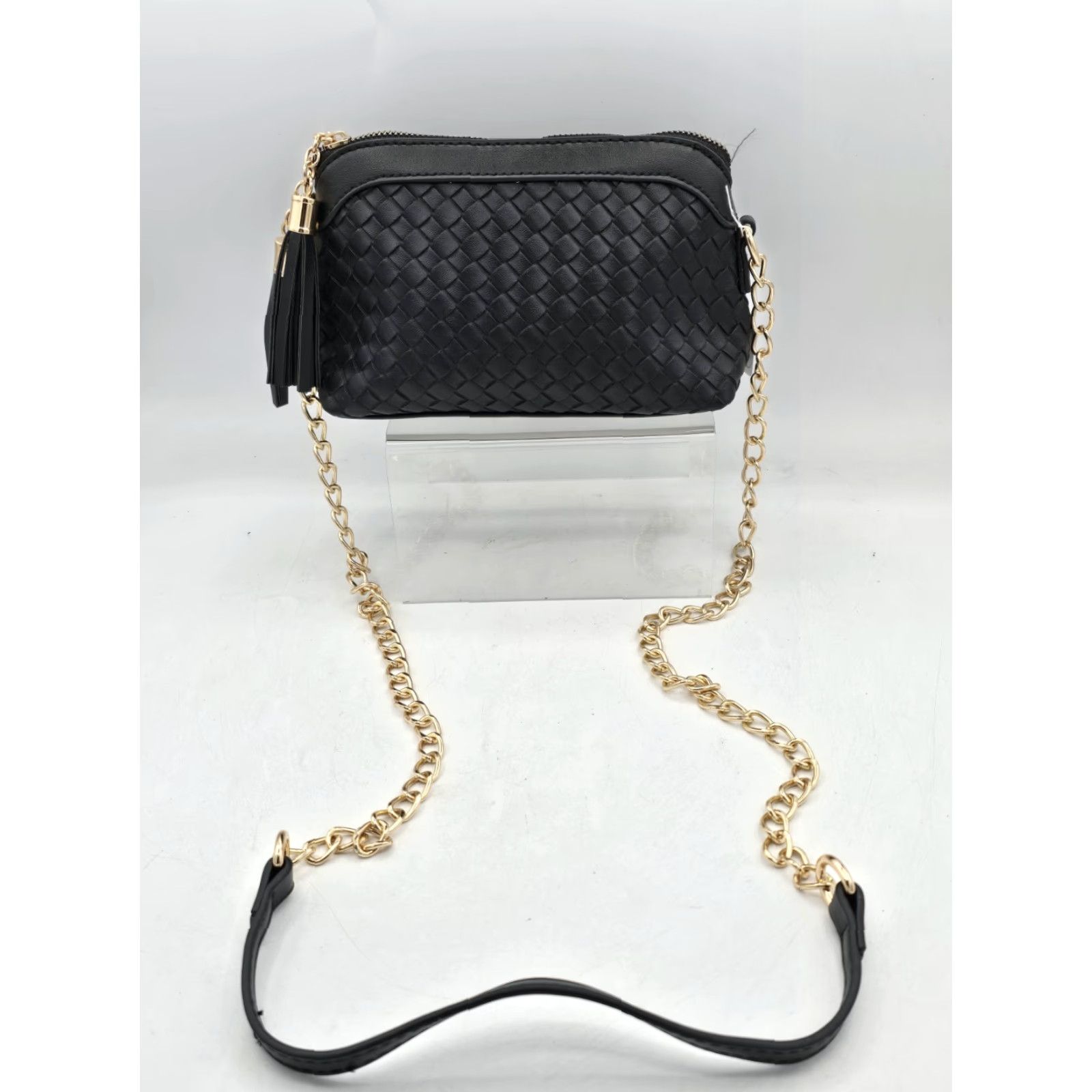 Vintage NEW Women Crossbody Bag - Small - Black With Gold Hardware & Zip Closure Size ONE SIZE - 2 Thumbnail