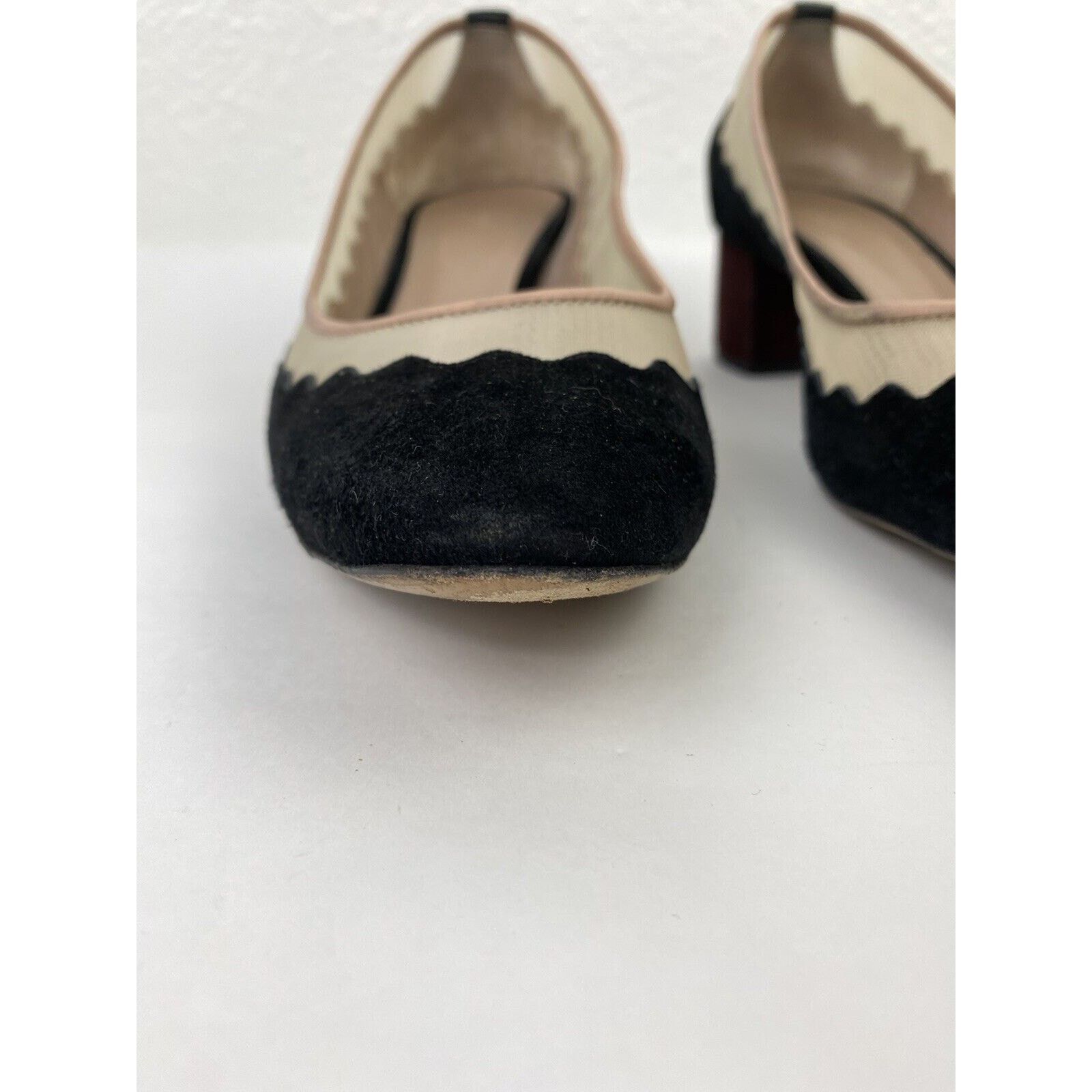 Chloe Chloe Suede Leather Mesh Black Burgundy Heel Pumps Size 38.5 Size US 8 / IT 38 - 5 Thumbnail